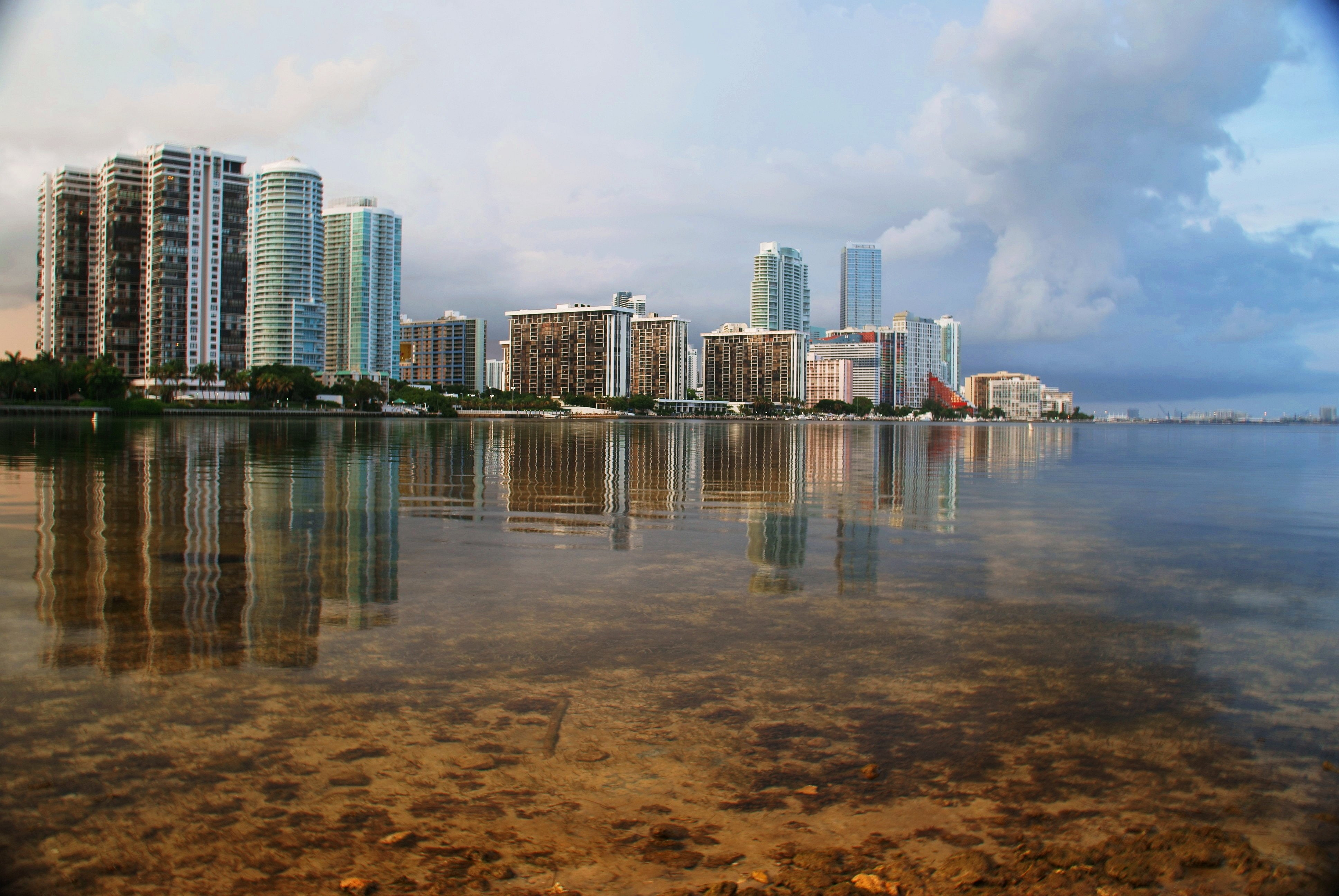 architecture, night, towers, cities, port, 4K, roads, city, florida, beach, light, art, sea, buildings, ocean, bridges, usa, floride, miami, HD Wallpaper