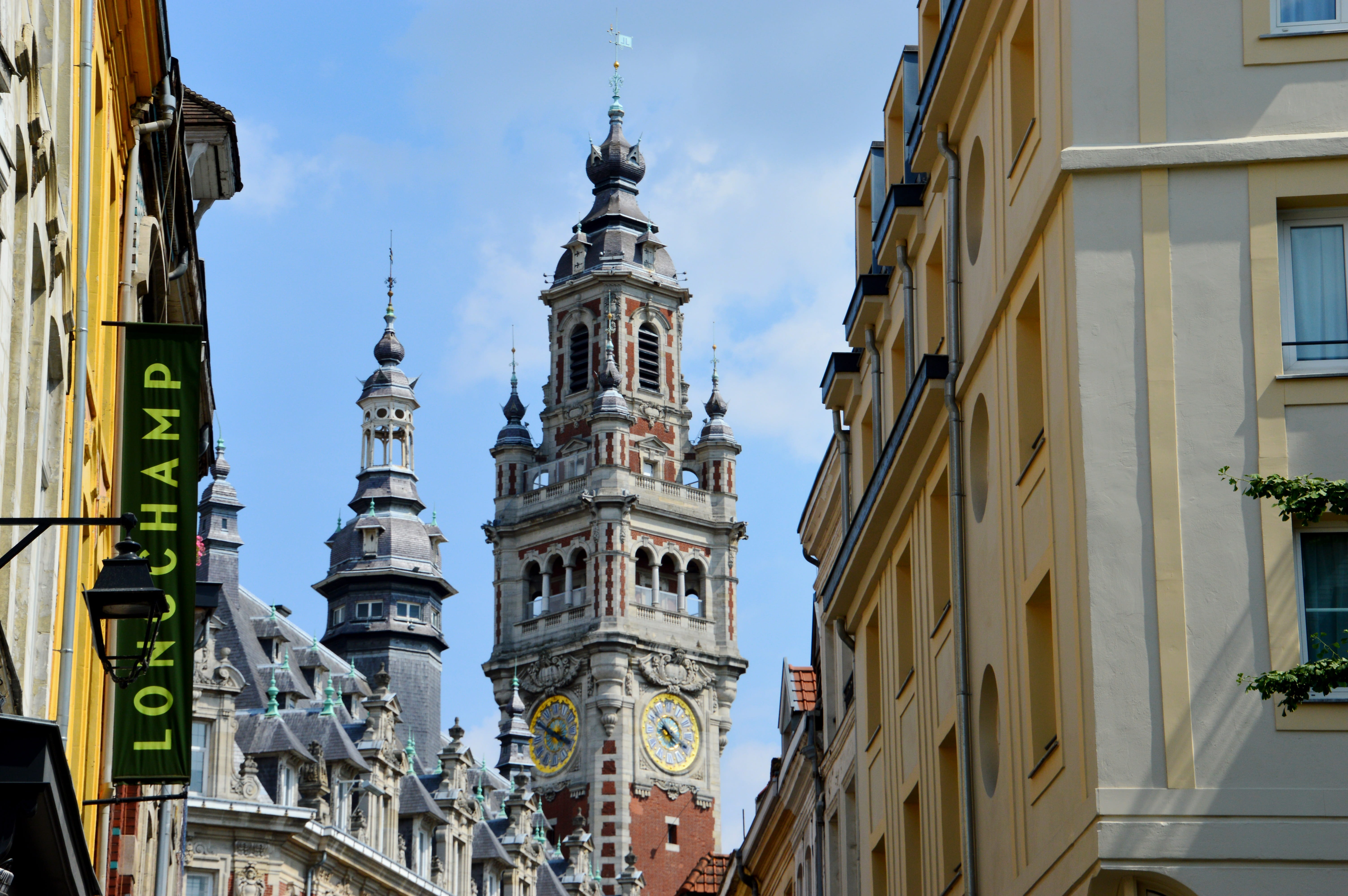 nature, 5K, religion, old lille, sky, day, belief, belfry of lille, tower, lille, spire, the past, architecture, ornate, outdoors, flemish architecture, HD Wallpaper