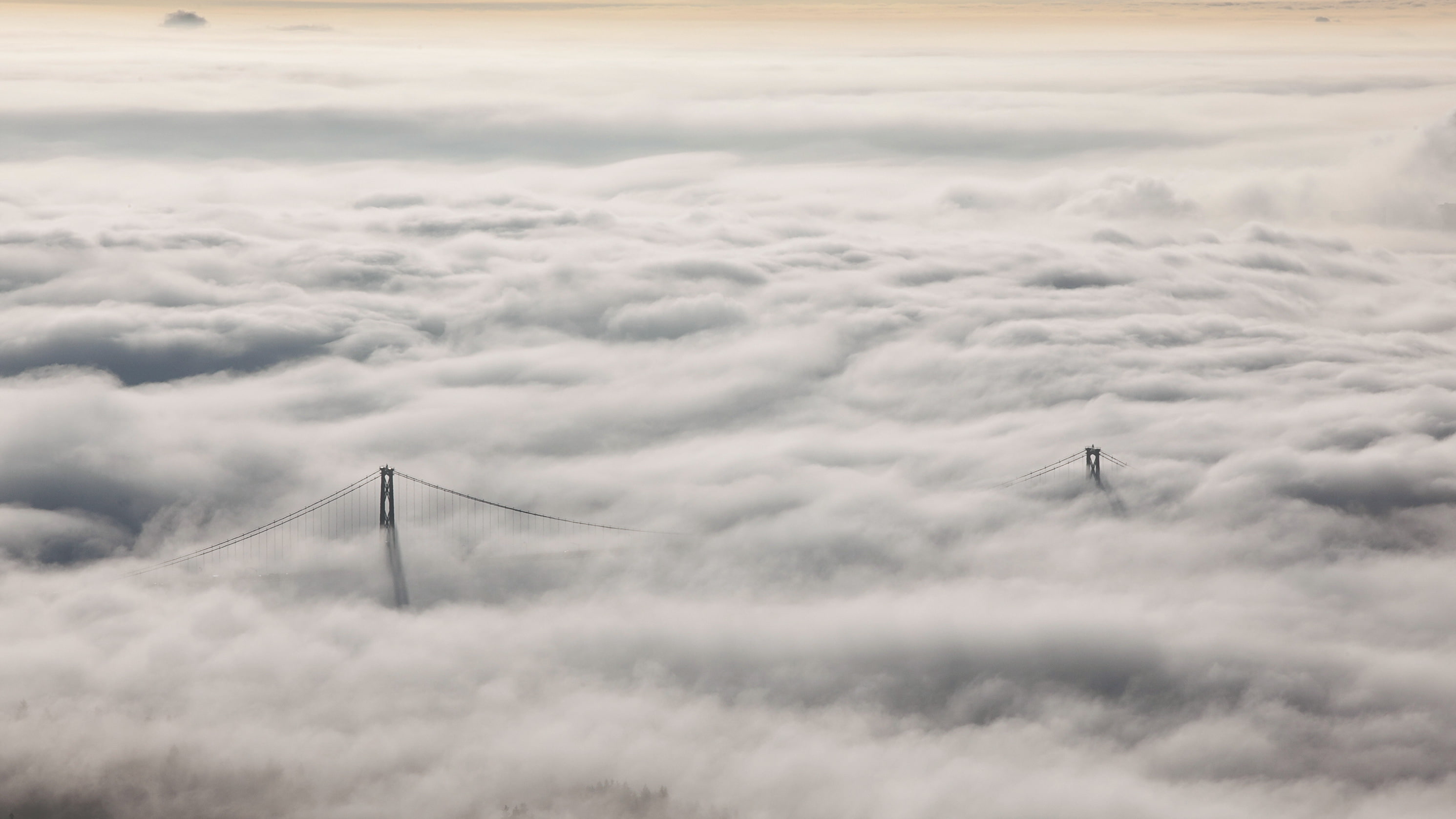 2K, Lions Gate Bridge, nature, landscape, fog, HD Wallpaper