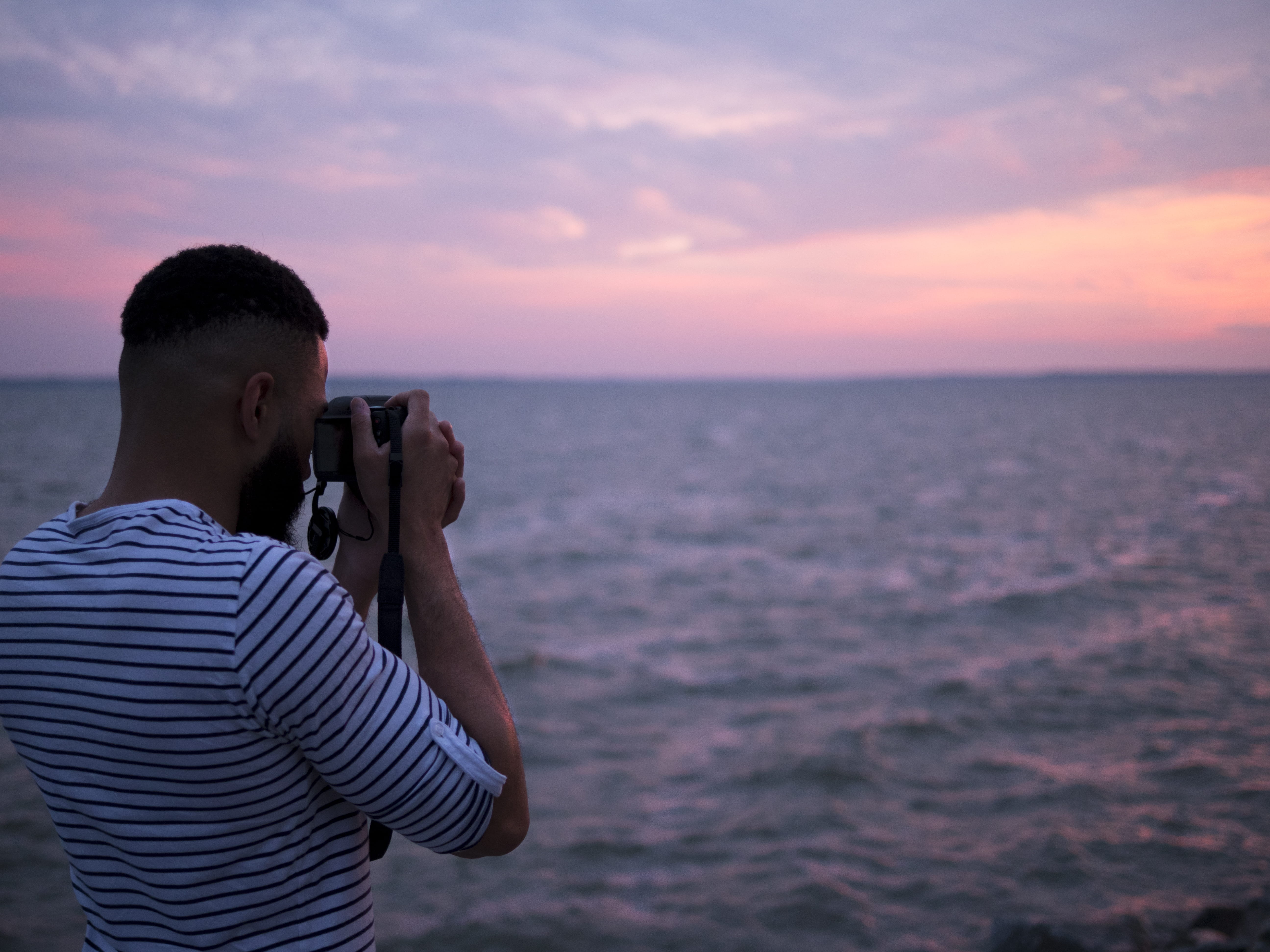 clouds, outdoors, activity, camera - photographic equipment, digital camera, lake, horizon over water, united states, model, sky, horizon, technology, photographing, HD Wallpaper