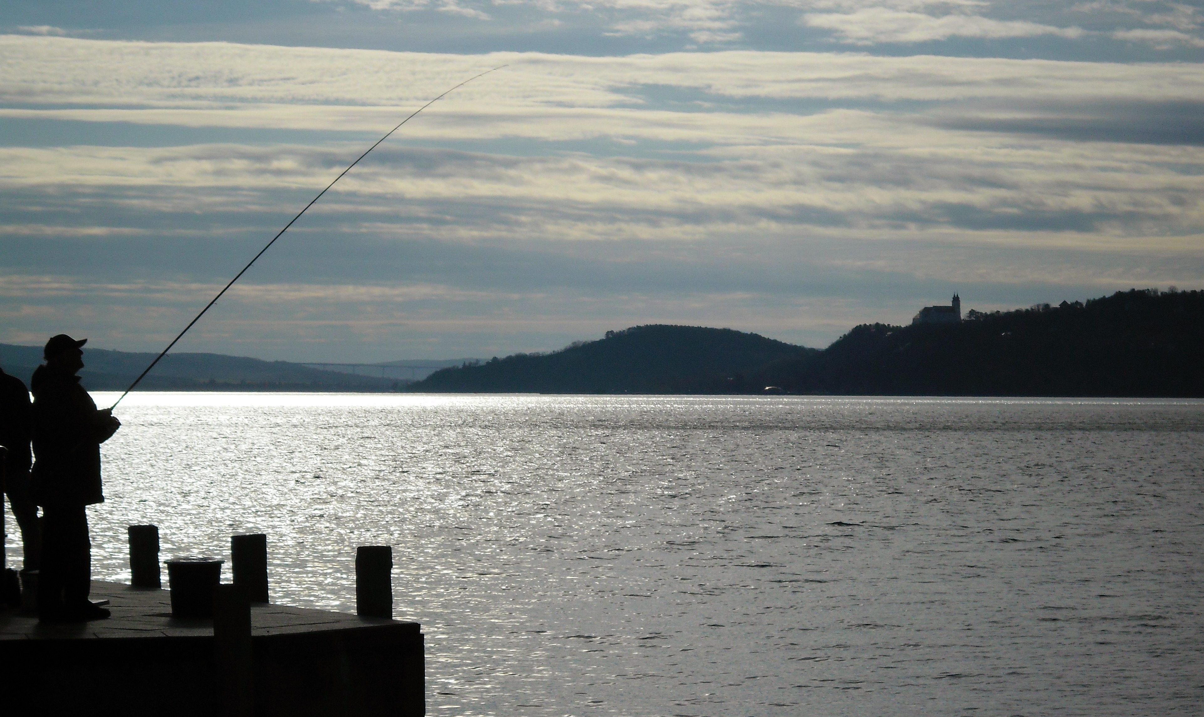 activity, tihany peninsula, tranquility, balatonfüred, fishing rod, tihany, lake balaton, cloud - sky, scenics - nature, patience, waiting, nature, men, HD Wallpaper