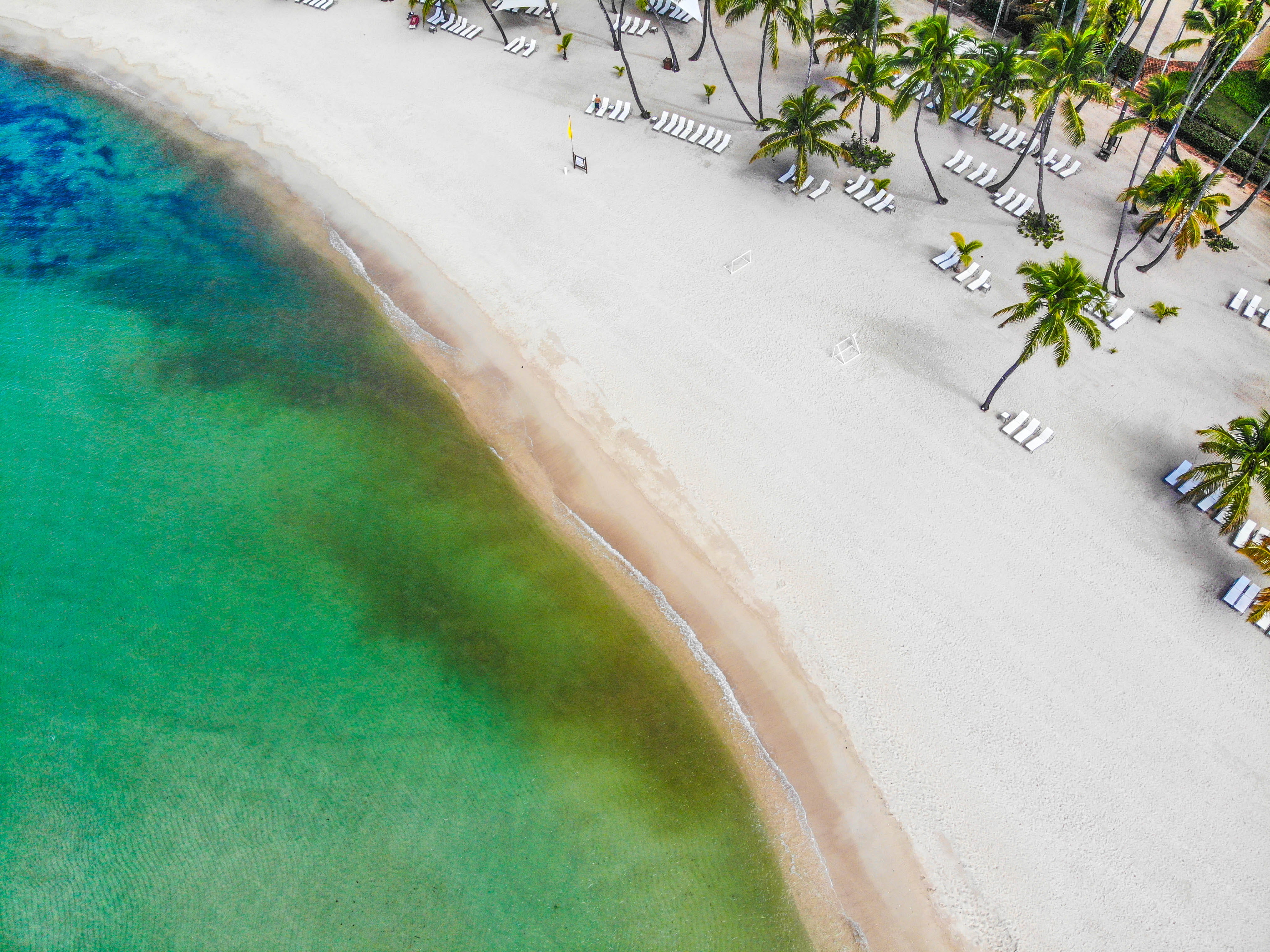 daylight, turquoise, land, scenic, plant, day, photo, beautiful, tropical, seascape, waves, seashore, sea, aerial, outdoors, vacation, water, high angle view, HD Wallpaper