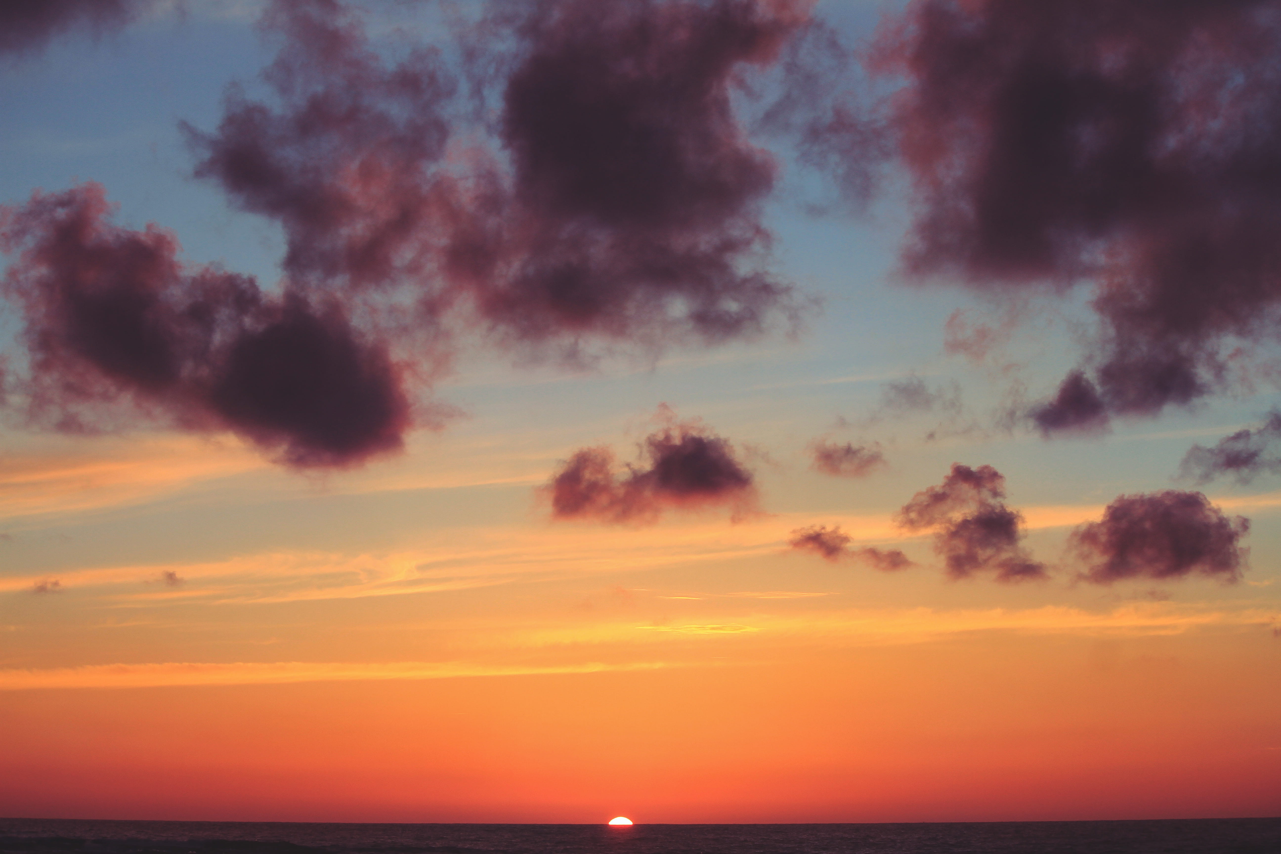scenics - nature, atmosphere, tranquil scene, beach, nature, lighting, majestic, sweet, susnet, morocco, water, tranquility, sky, beauty in nature, orange color, HD Wallpaper