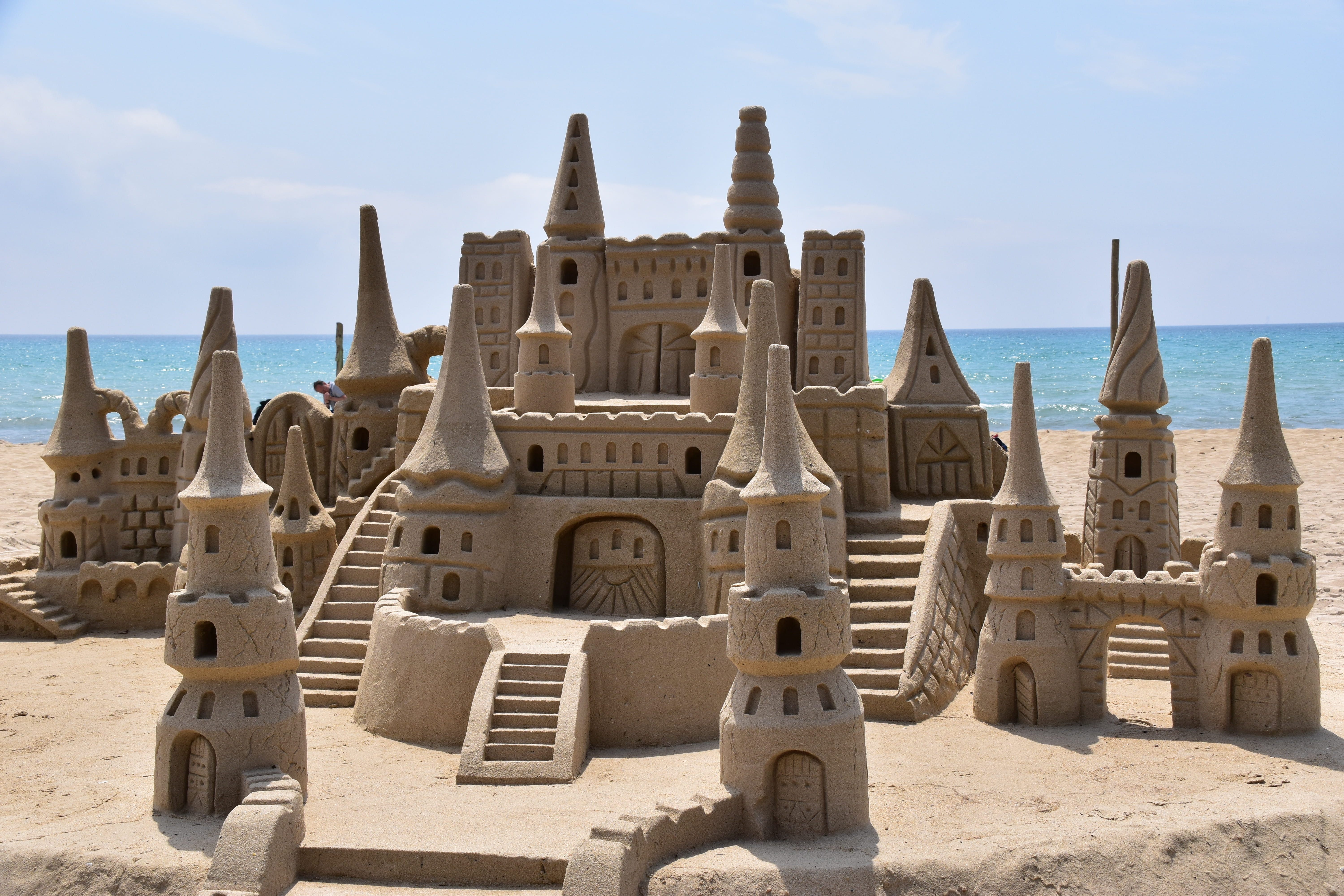 sky, beach, history, no people, built structure, land, cloud - sky, sandcastle, outdoors, day, building, horizon over water, 5K, nature, building exterior, HD Wallpaper