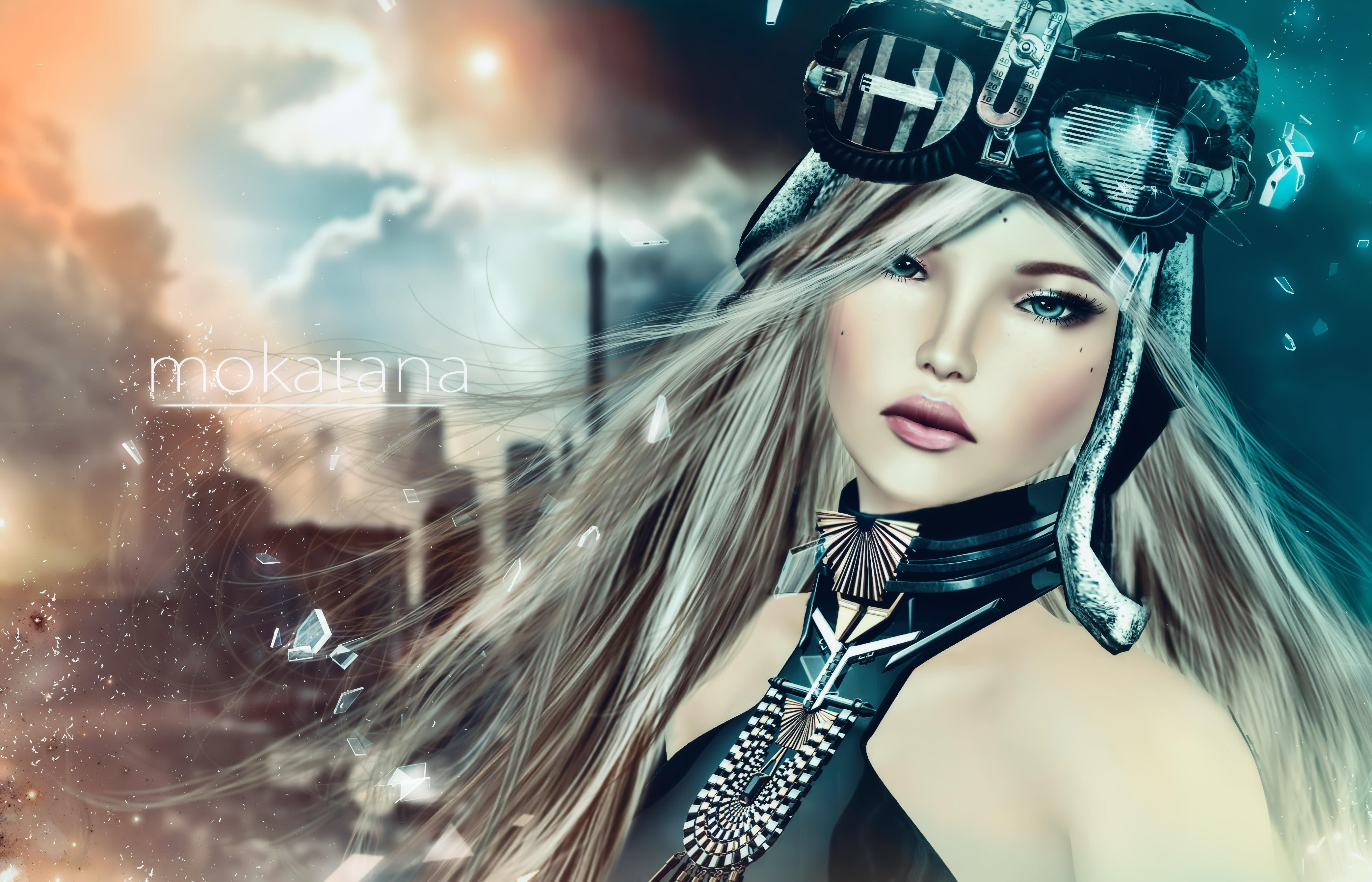 4K, blond hair, art, blond, hair, debris, girl, eyes, rendering, HD Wallpaper