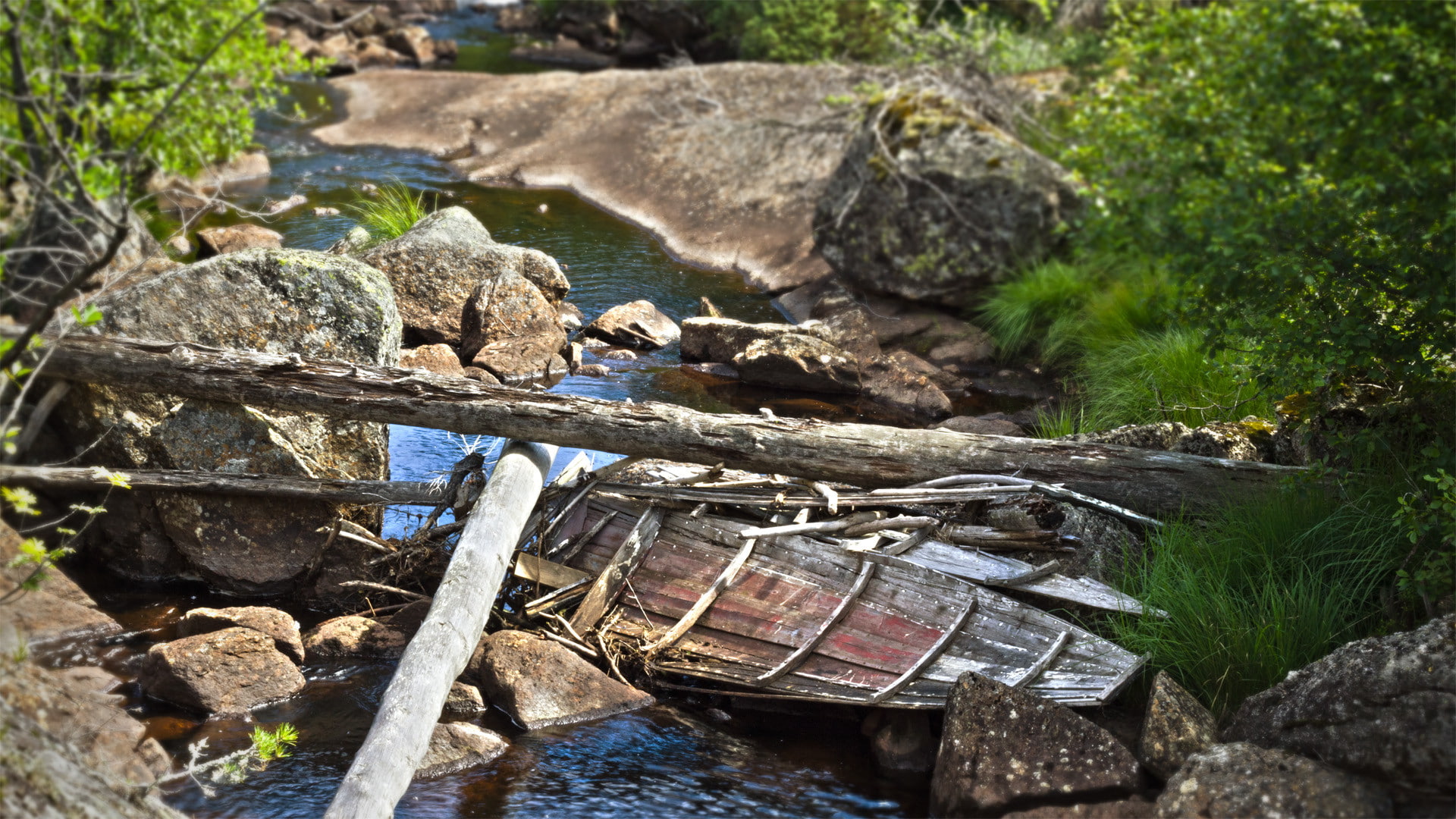 stones, wood, hd, nature, 1080P, debris, stream, rocks, HD Wallpaper