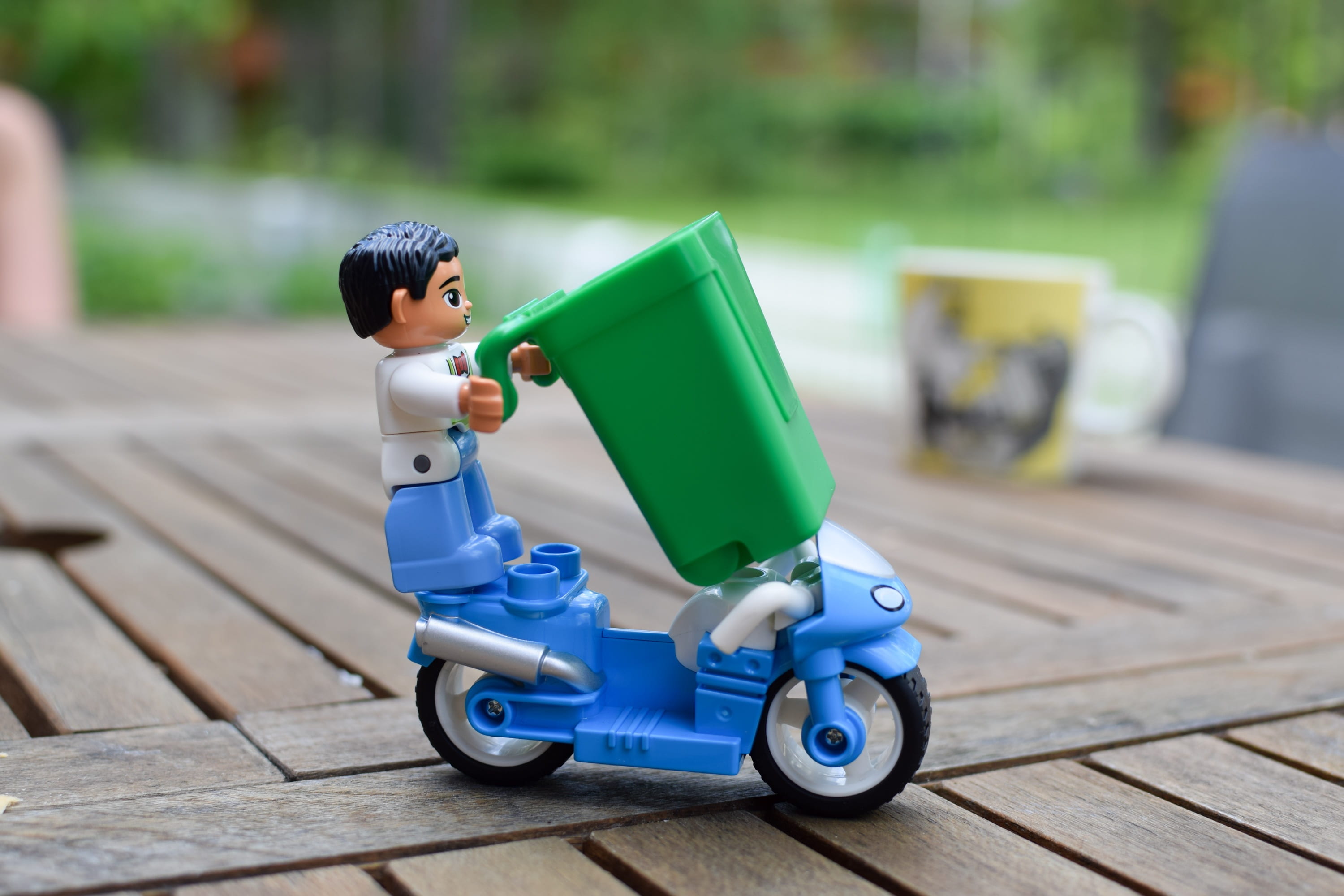 human representation, recycling, 2K, duplo, outdoors, car, toy car, day, lego, innocence, full length, toy, garbage, garbage collection, playing, childhood, HD Wallpaper