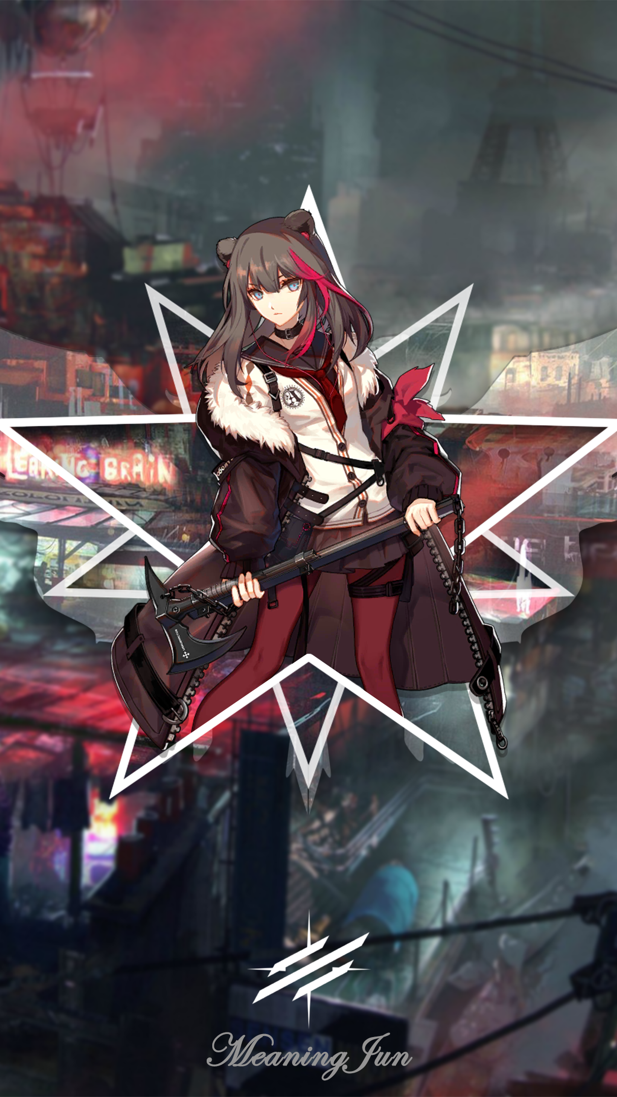 1080P, Arknights, 2D, anime, picture-in-picture, Зима(Arknights), MeaningJun, anime girls, Phone HD Wallpaper