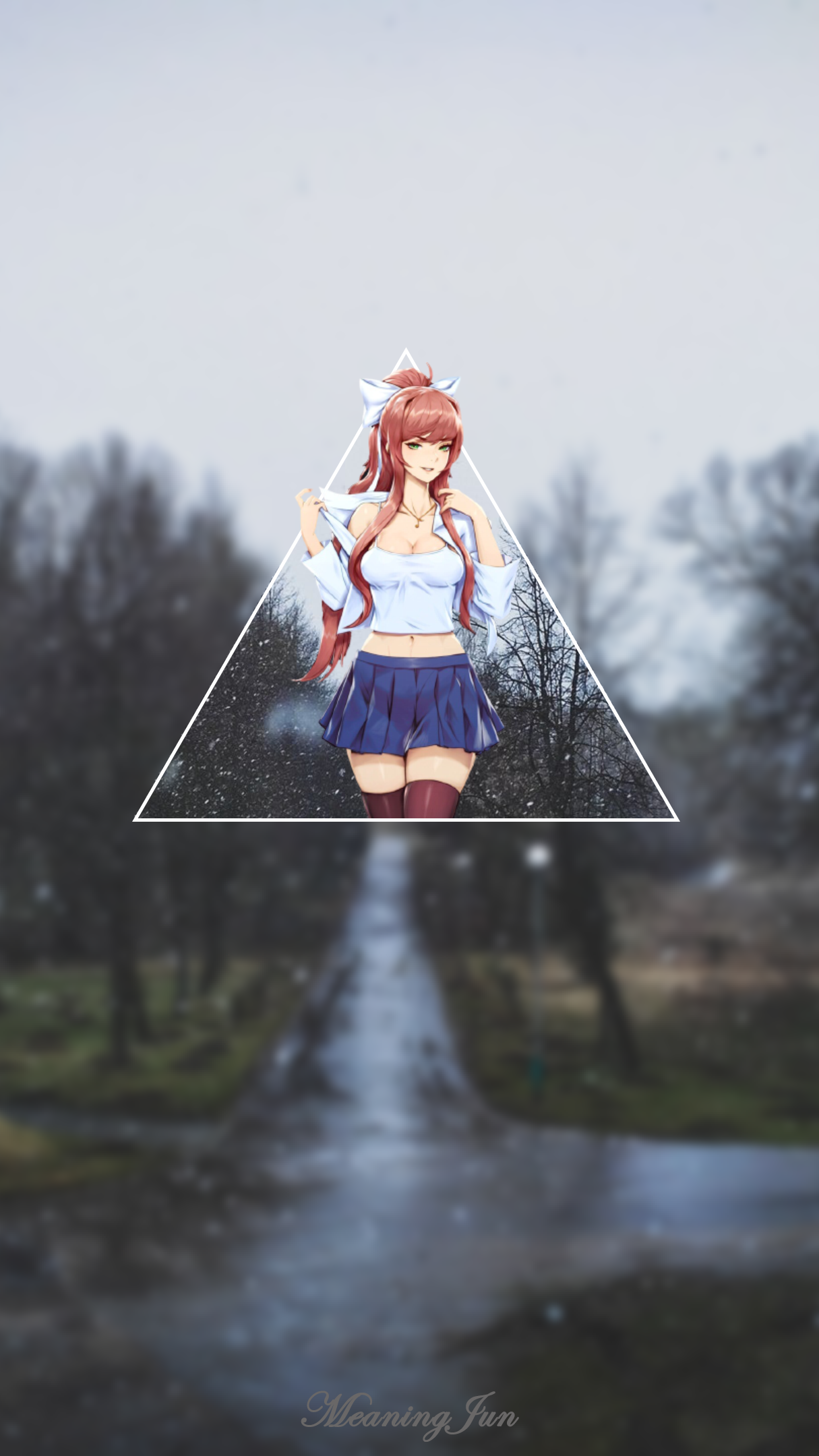 picture-in-picture, 1080P, MeaningJun, anime, Doki Doki Literature Club, Monika (Doki Doki Literature Club), anime girls, Phone HD Wallpaper