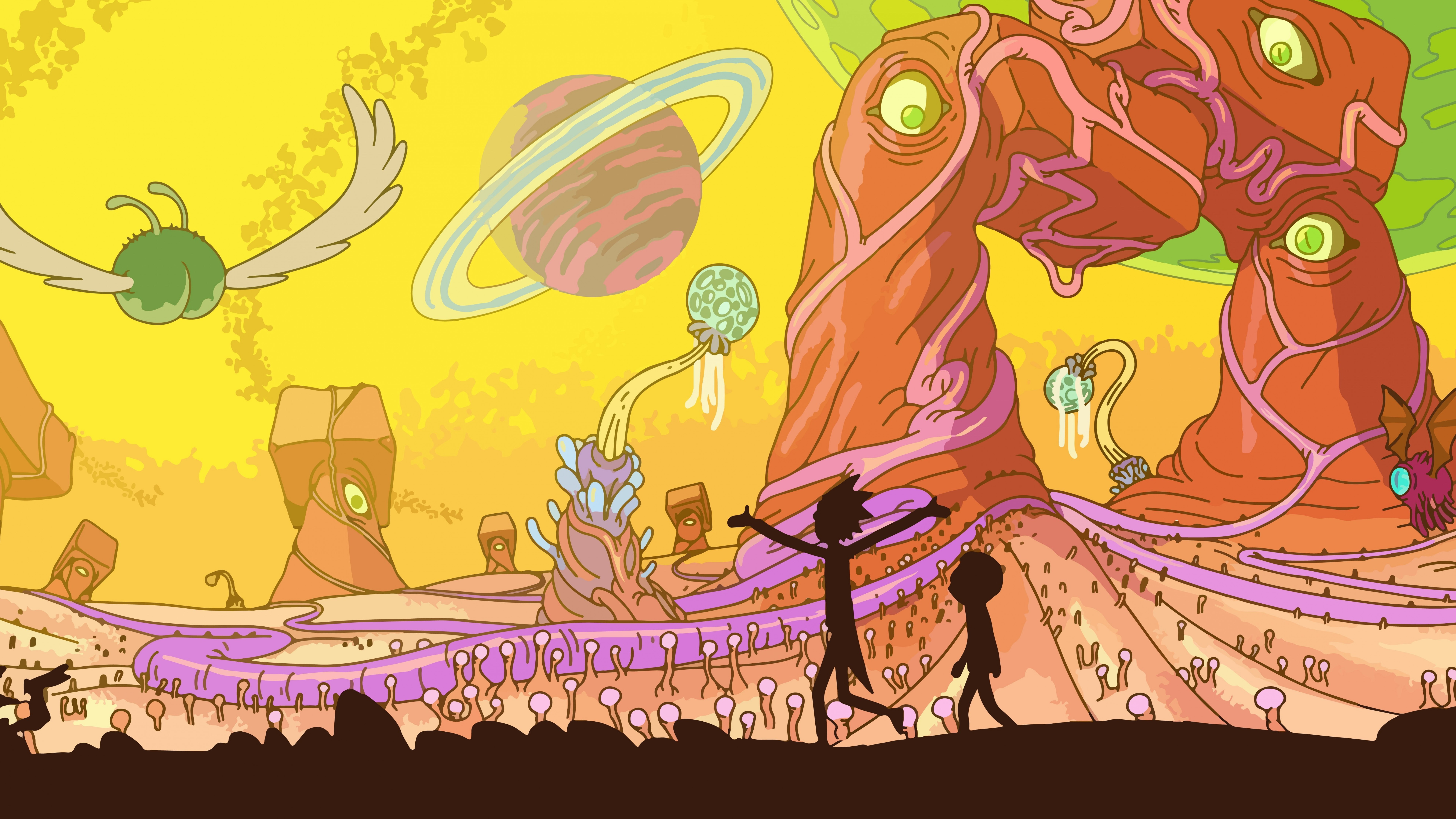 8K, Rick and Morty, best tv series, scene, best animations movies, rick, opening, 3 season, morty, HD Wallpaper