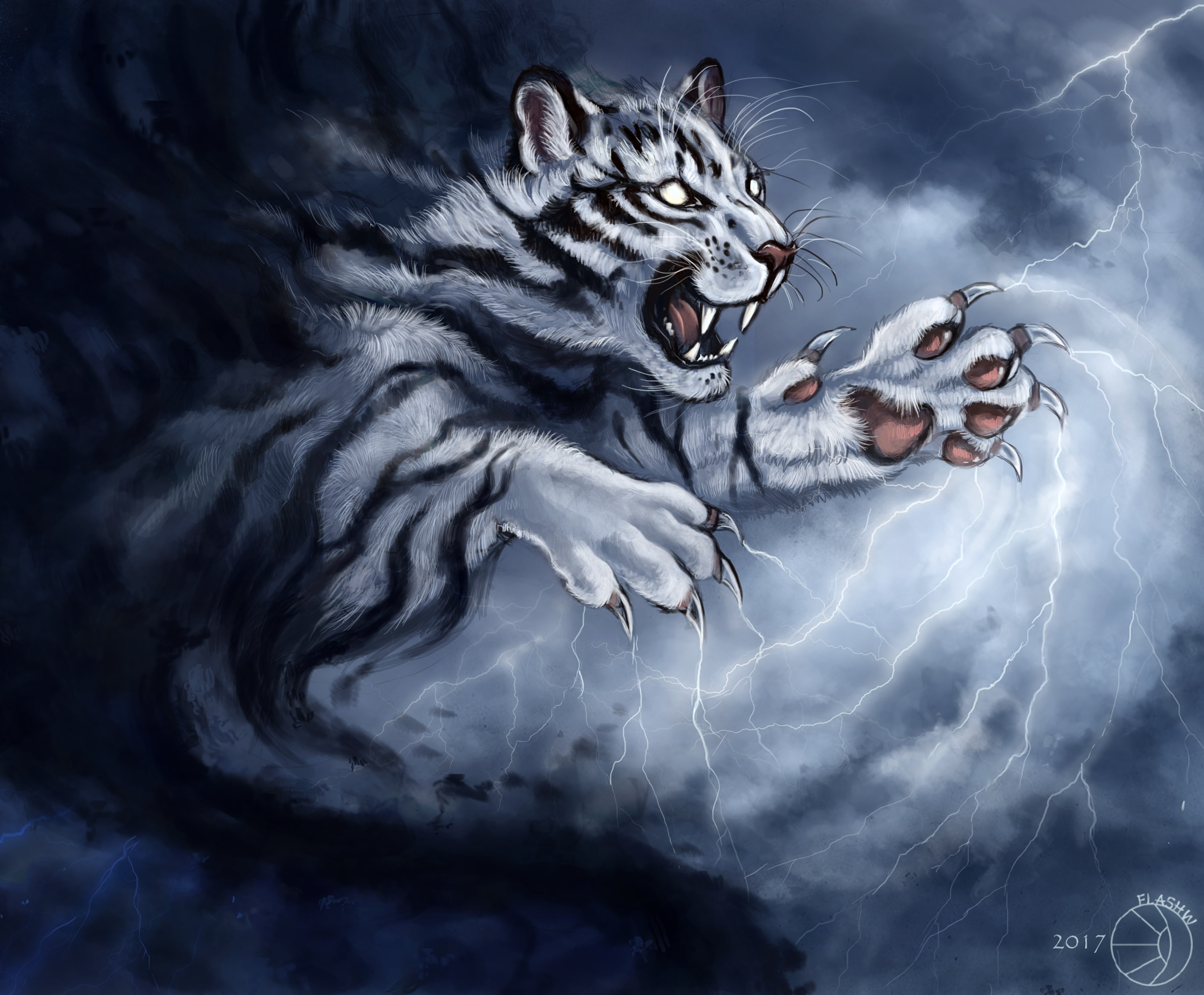 predator, art, 2K, tiger, grin, claws, HD Wallpaper