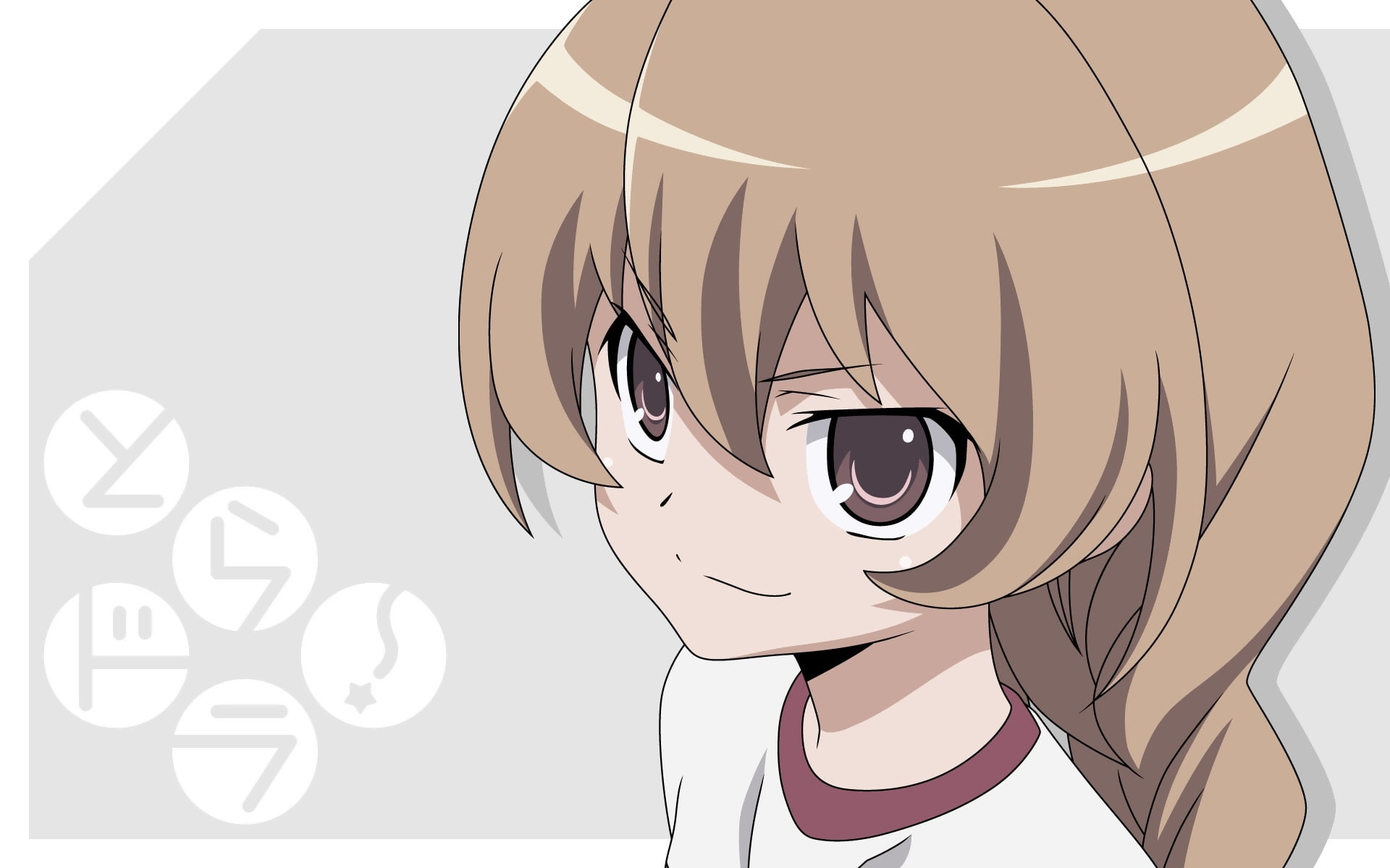 one Person, child, clip Art, looking, aisaka taiga, white background, reflection, grin, anime, text, vector, smiling, females, indoors, auto post production filter, HD Wallpaper