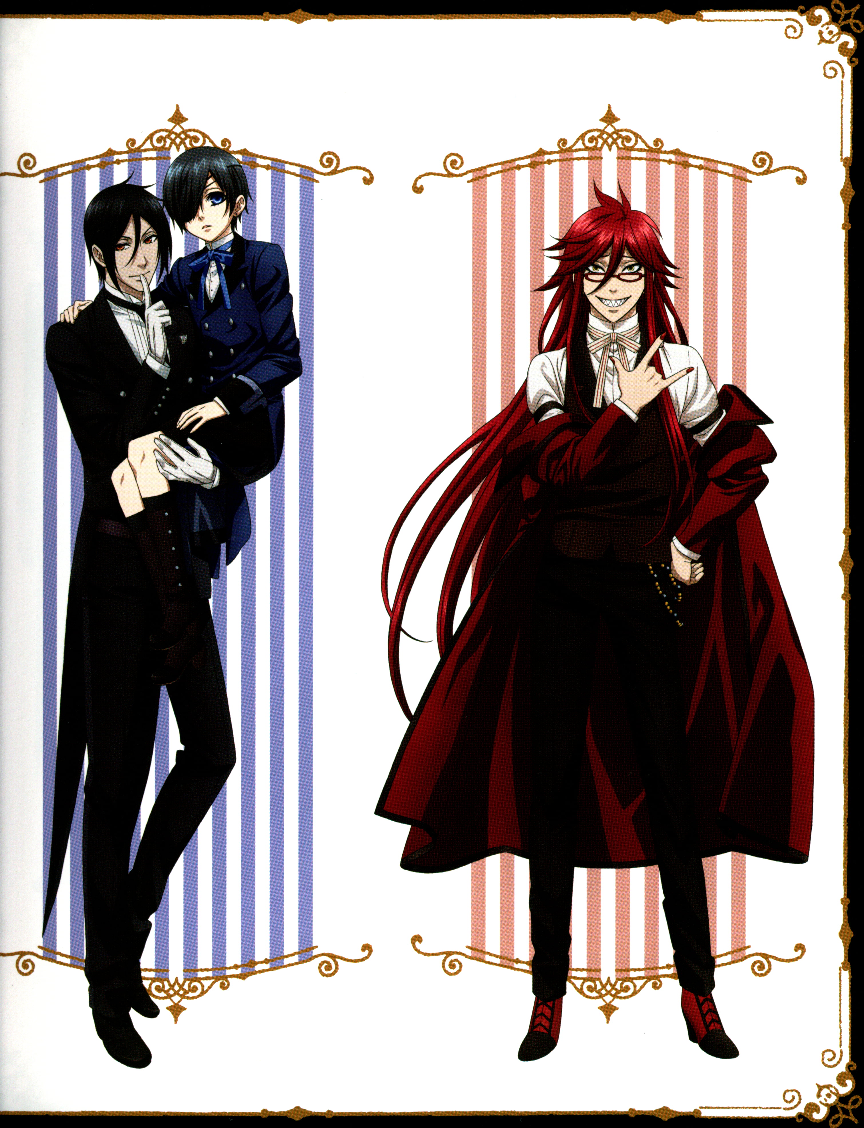 Sutcliff Grell, Ciel Phantomhive, Black Butler, Kuroshitsuji, 4K, sebastian, Phone HD Wallpaper