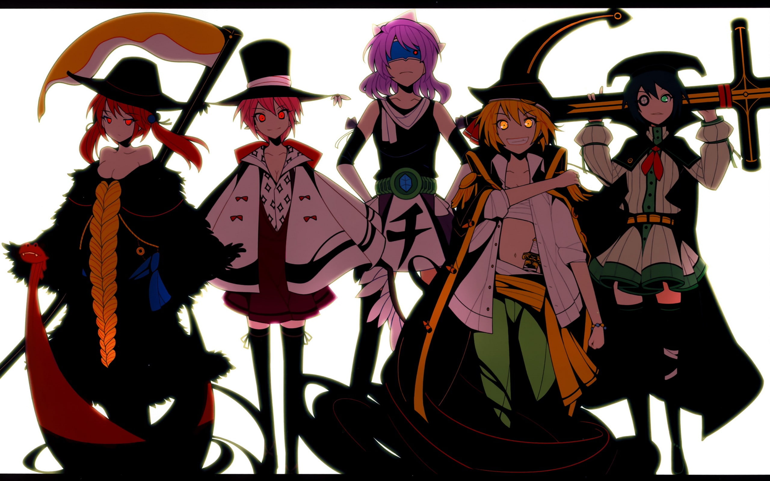 red, redheads, touhou, thigh, short, marisa, sailors, video, green, scythe, eyes, navel, kirisame, games, anime, highs, weapons, hair, yellow, twintails, HD Wallpaper