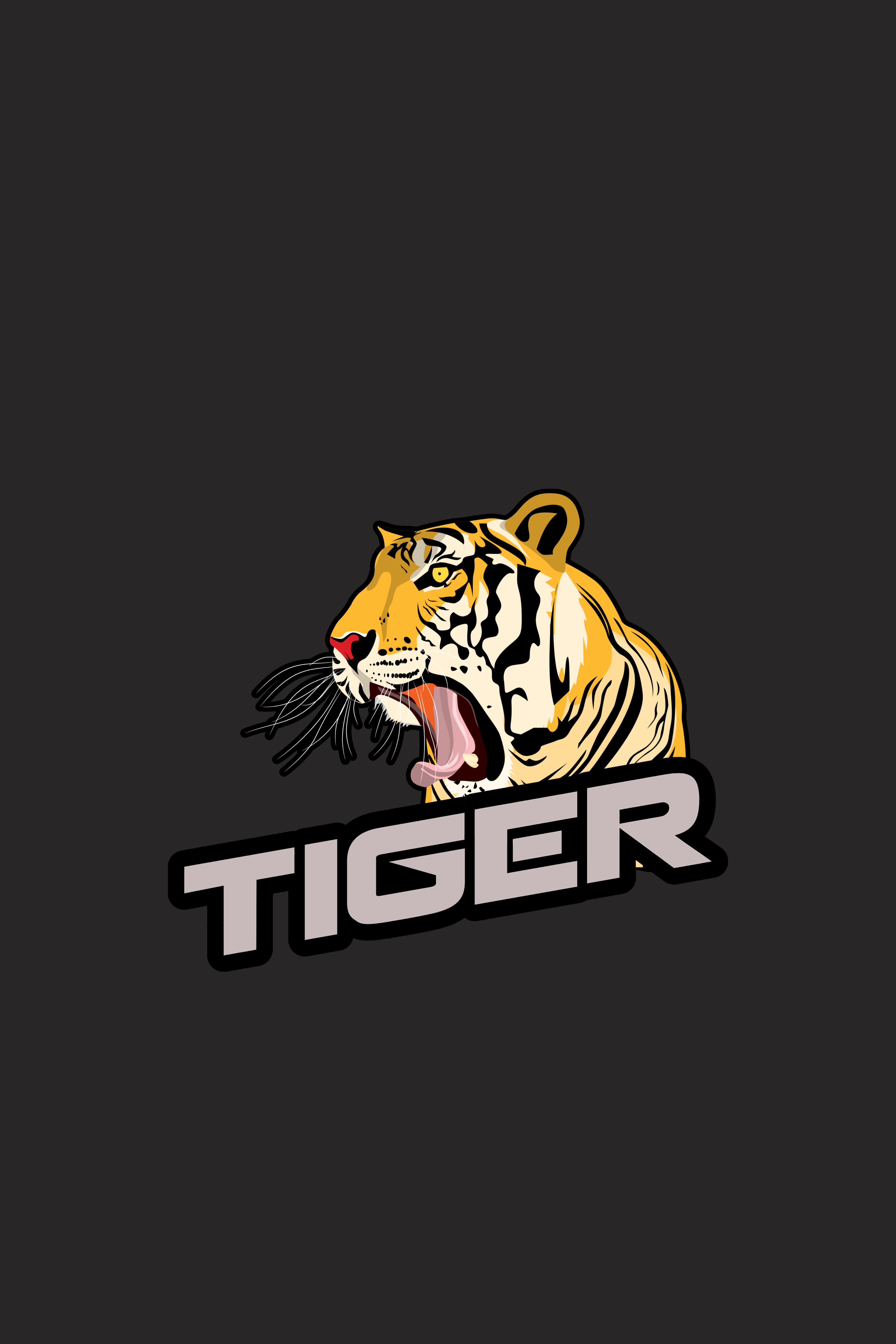 5K, vector, inscription, tiger, grin, Phone HD Wallpaper