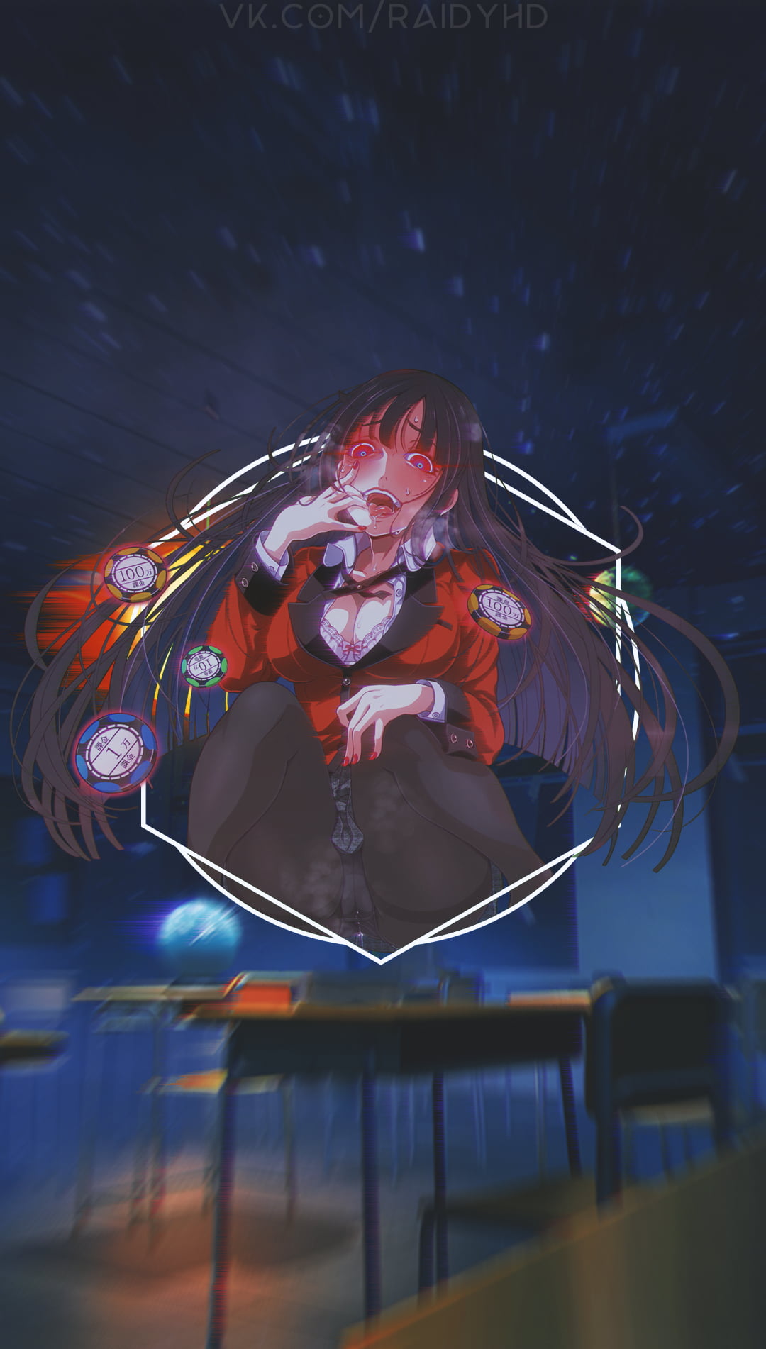 anime, 720P, Jabami Yumeko, picture-in-picture, anime girls, Kakegurui, Phone HD Wallpaper
