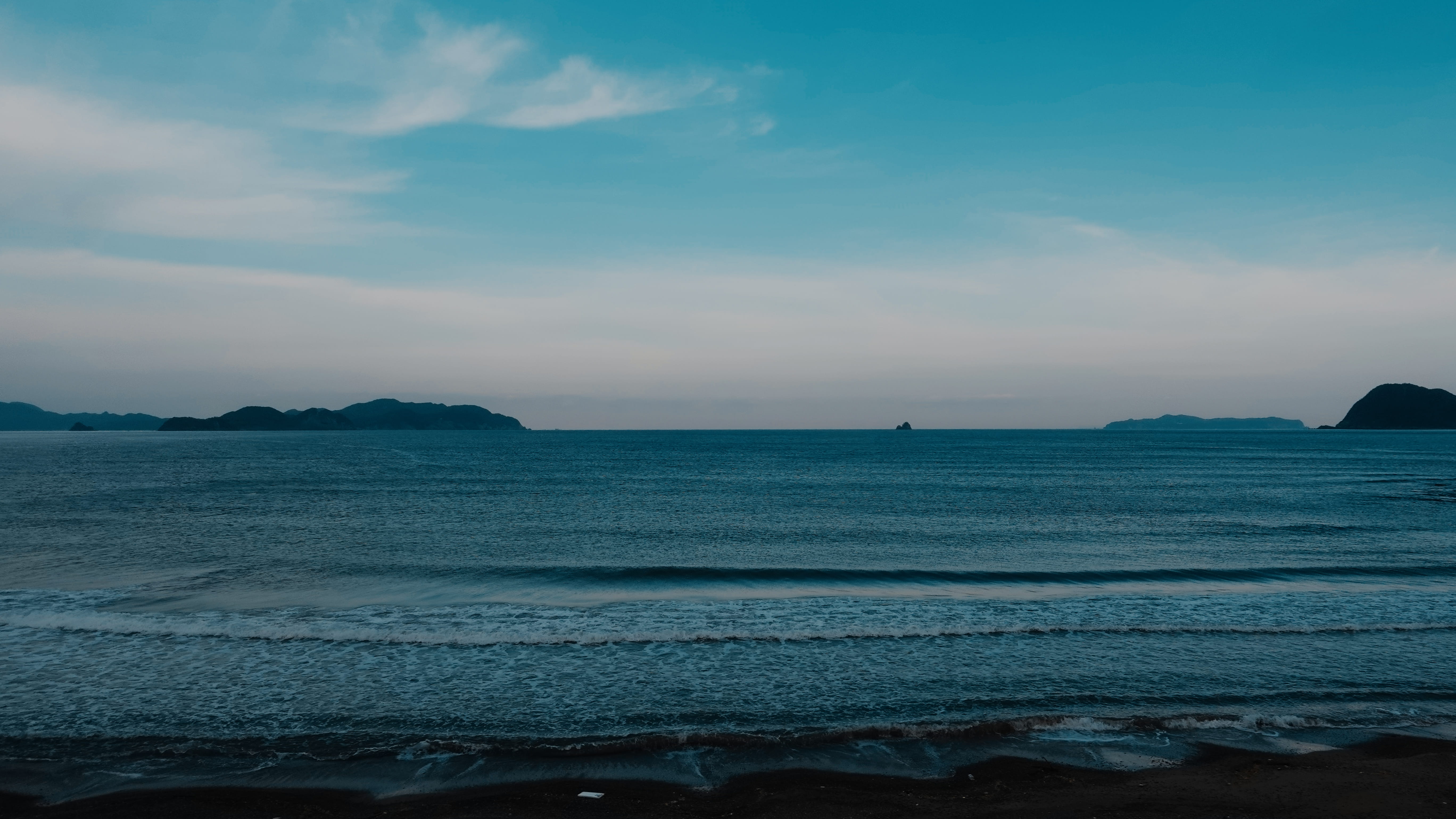 cloud - sky, 5K, tranquil scene, idyllic, land, sunset, outdoors, yamaguchi prefecture, promontory, architecture, mountain, ocean, building, scenics - nature, HD Wallpaper