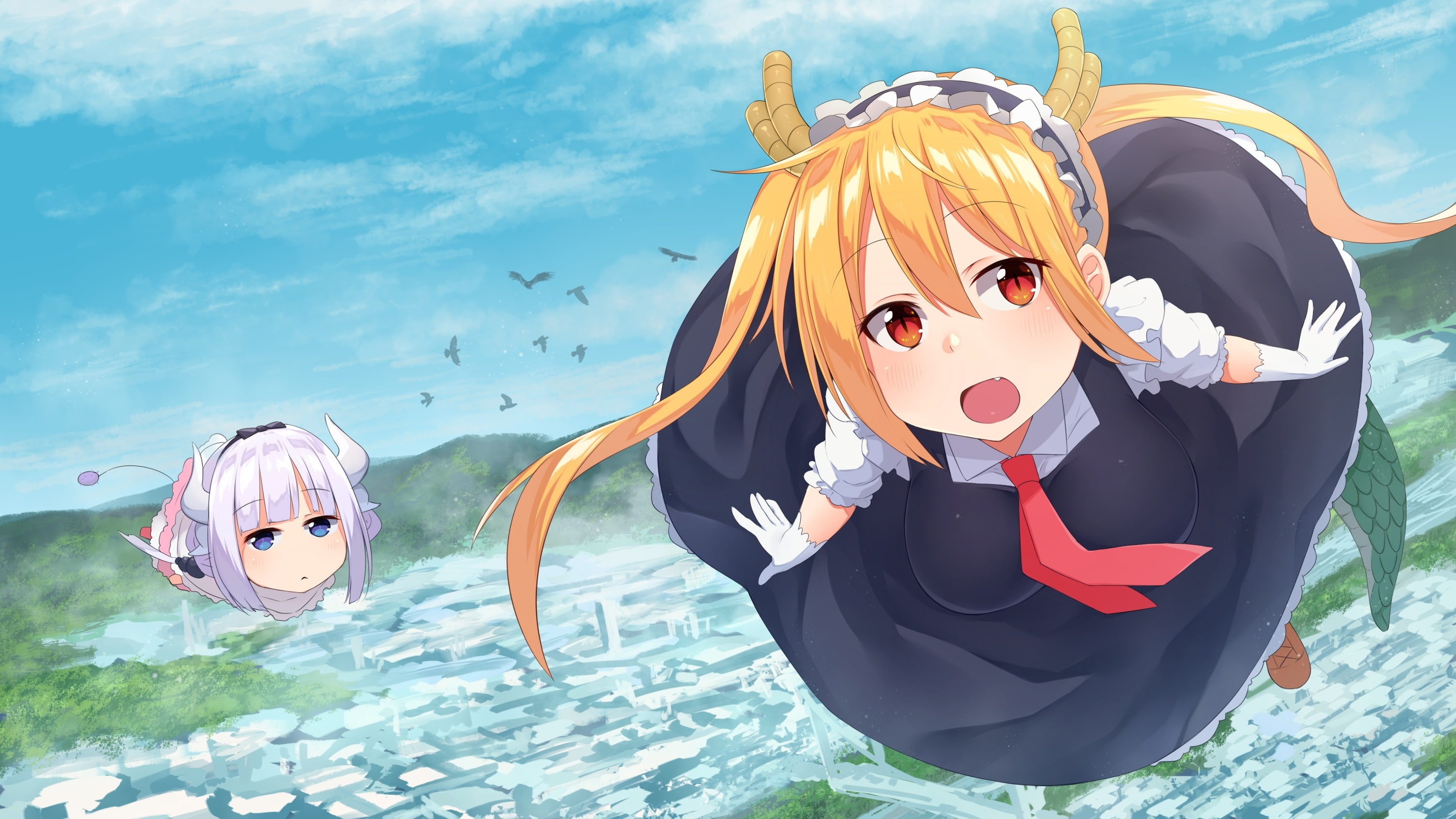 day, tooru, childhood, Anime, outdoors, art and craft, swimming pool, kamui kanna, creativity, craft, underwater, water, sky, 2K, sea, flying, human representation, HD Wallpaper