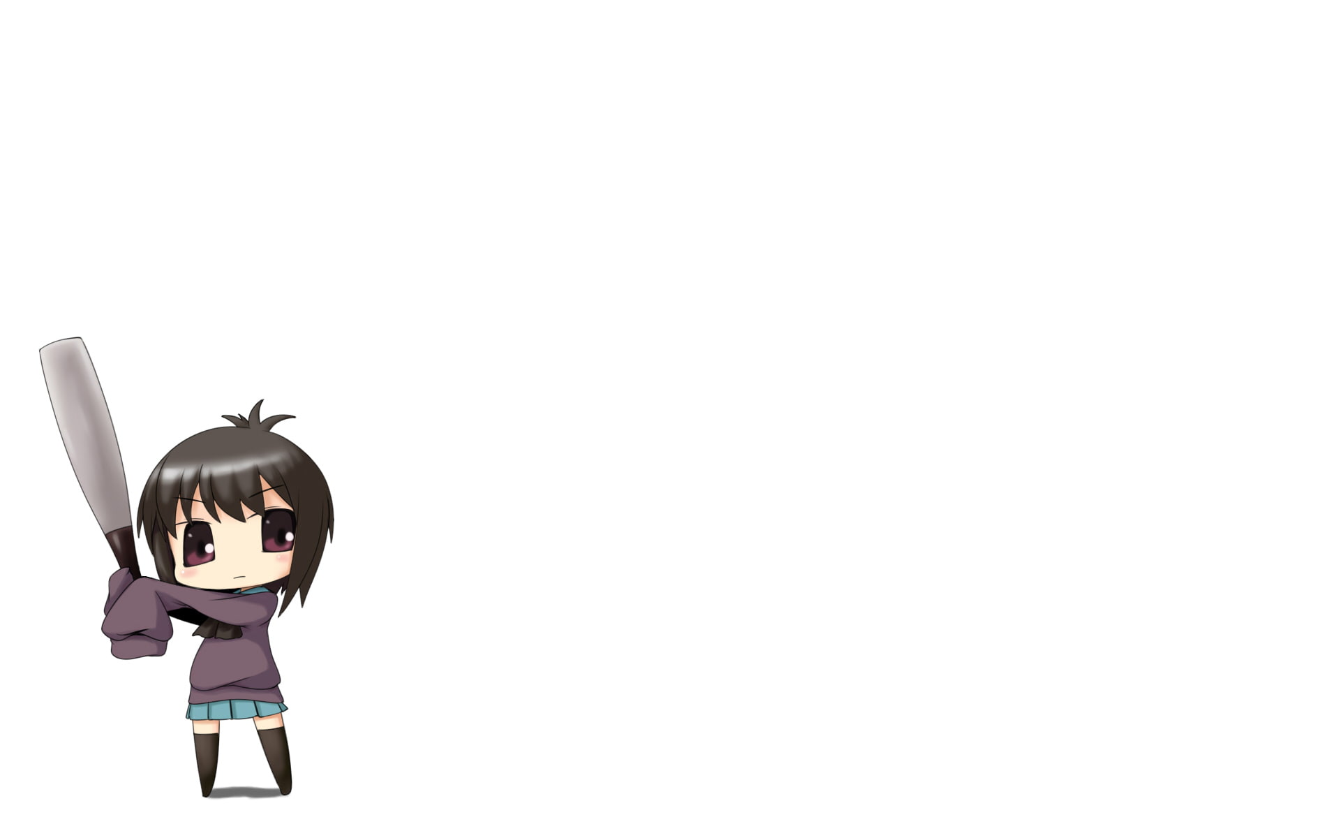 bat, tooru, 1080P, ichii, chibi, baseball, a channel, white, HD Wallpaper