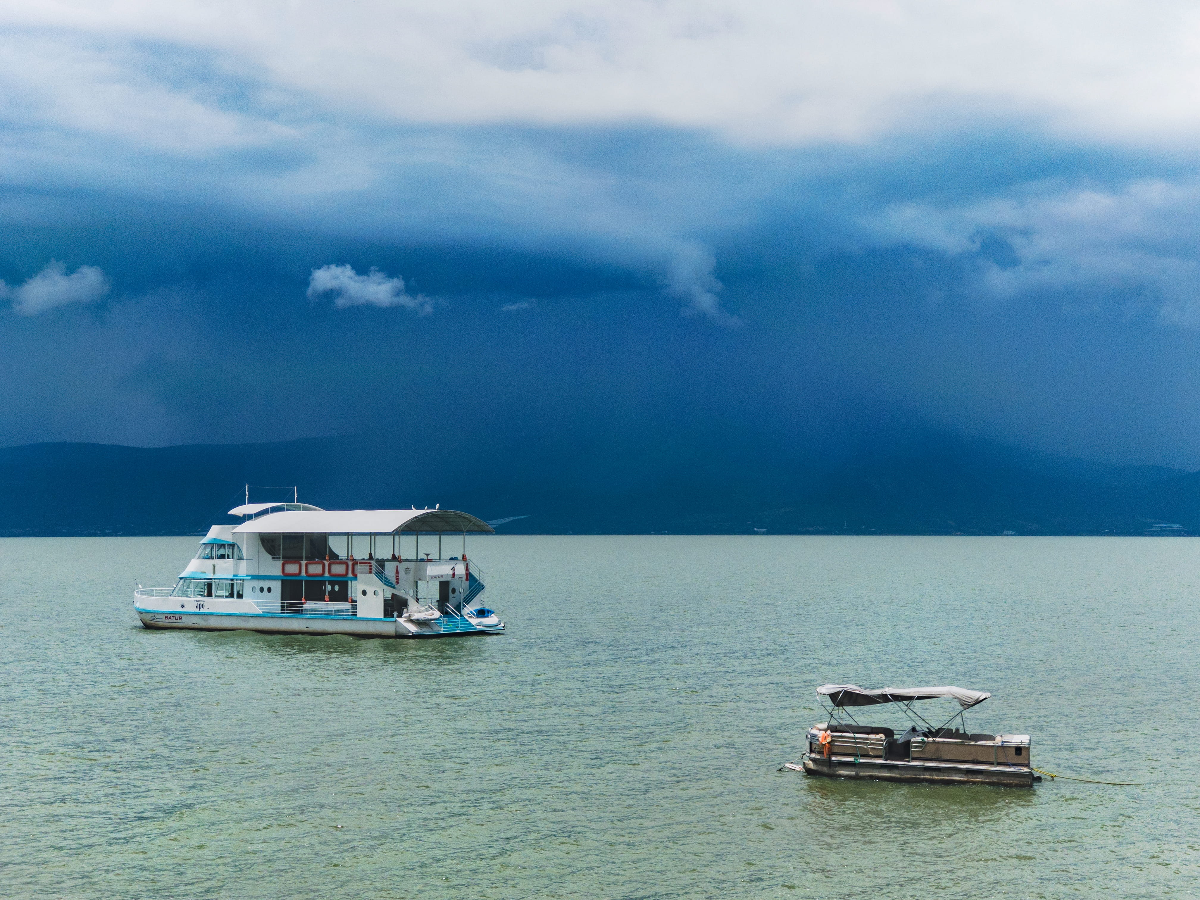 lake, nature, mode of transportation, stormy horizon, jocotepec, outdoors, dark sky, sailing, passenger craft, no people, ajijic, storm brewing, day, retirement town, HD Wallpaper