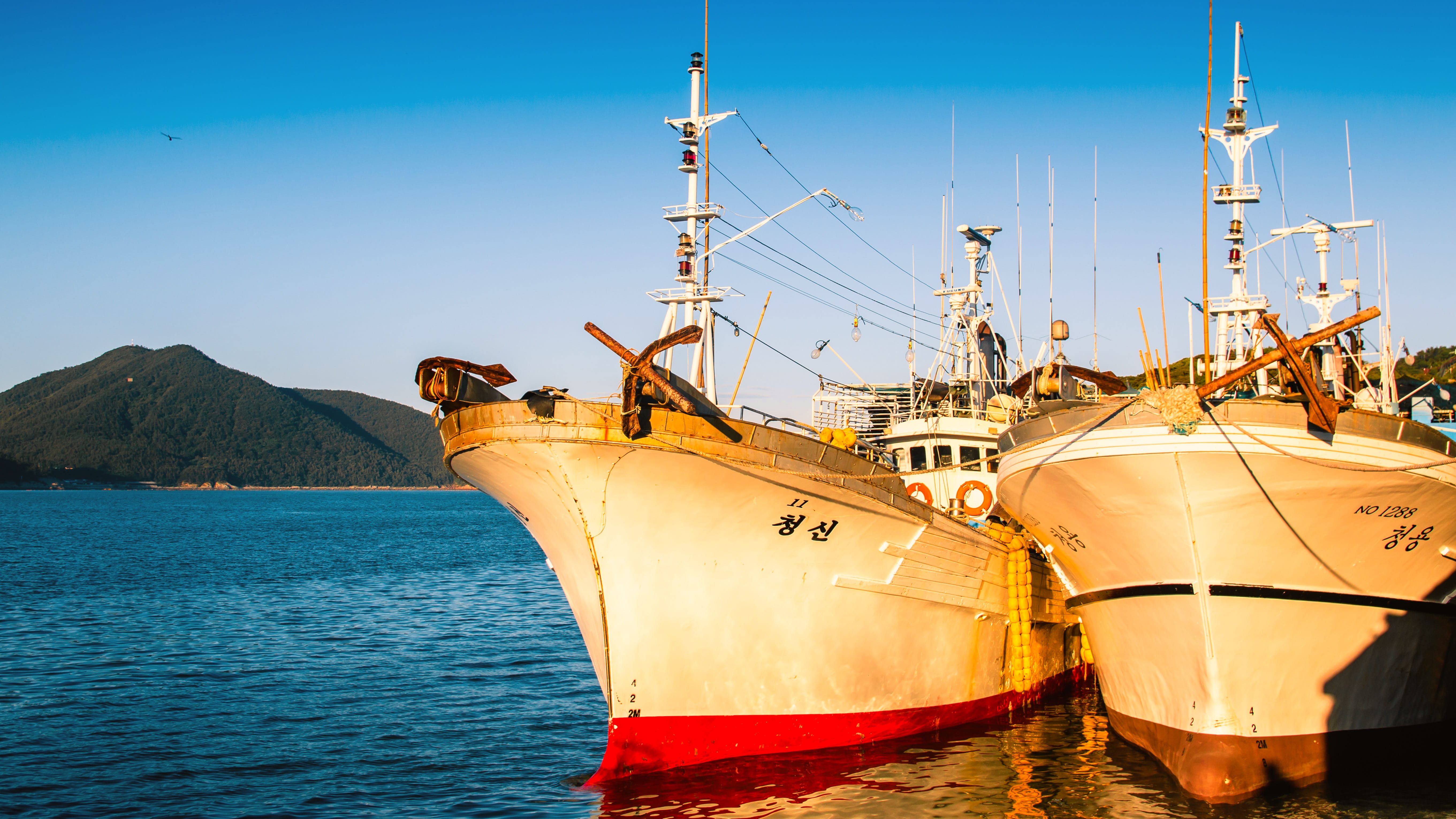 moored, blue, wave, luxury, nautical, cruiser, port, mode of transportation, outdoors, mood, water, fishing industry, clear sky, sea, charter, sunset, maritime, HD Wallpaper