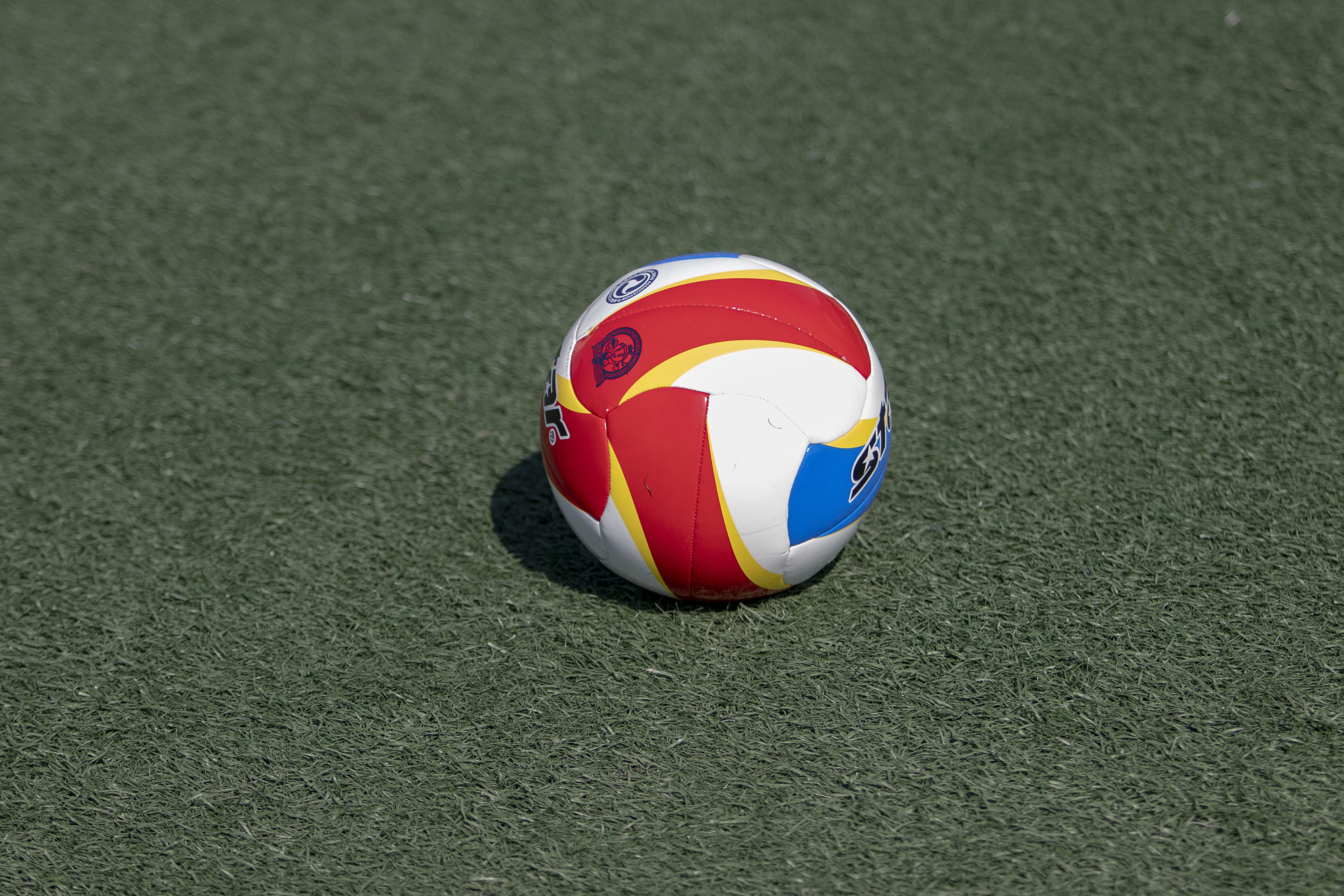 red, outdoors, soccer ball, stadium, foot ball, soccer, player, focus on foreground, games, no people, ball, team sport, play, still life, high angle view, HD Wallpaper