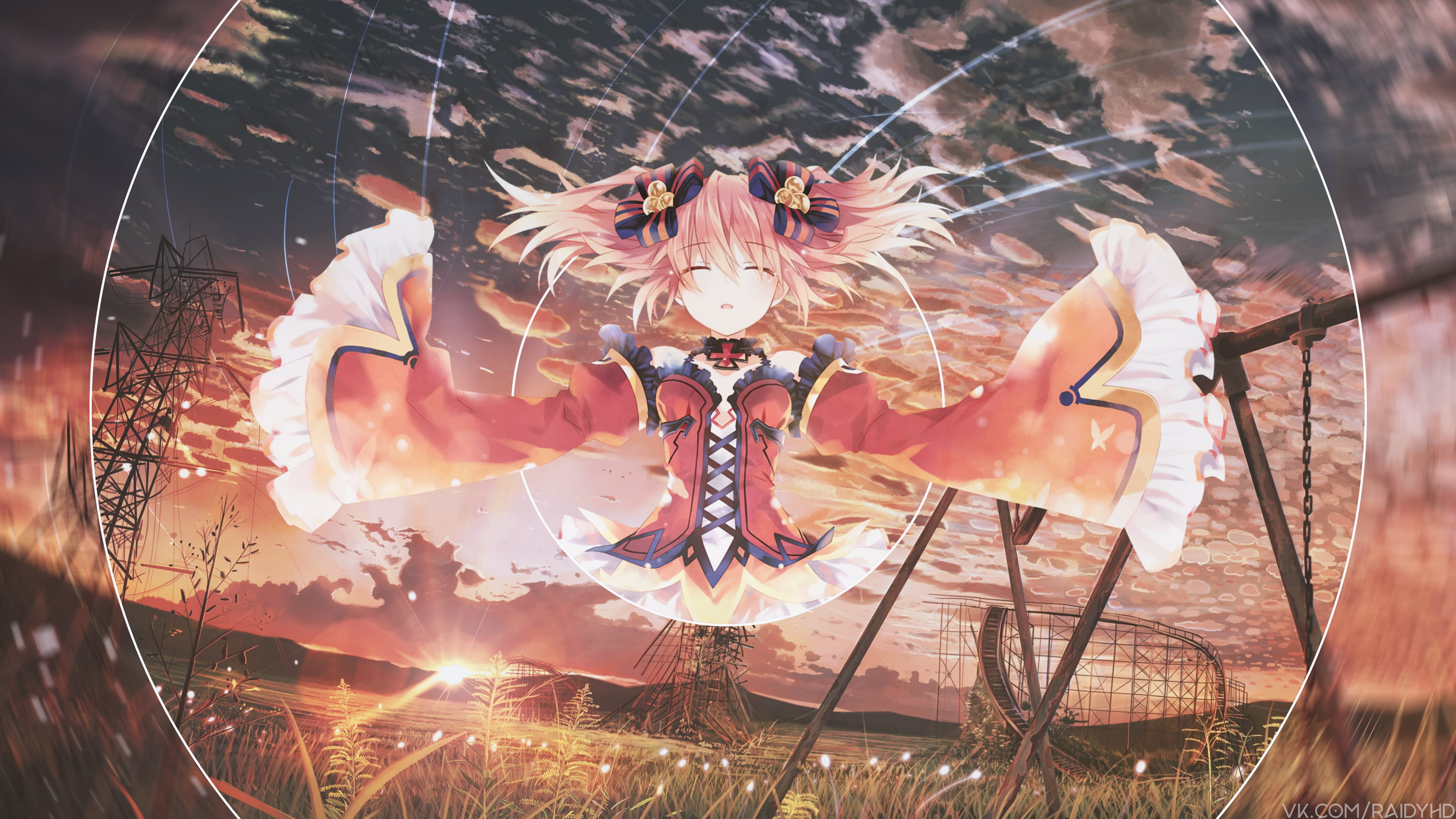 4K, anime girls, picture-in-picture, anime, Fairy Fencer F, HD Wallpaper
