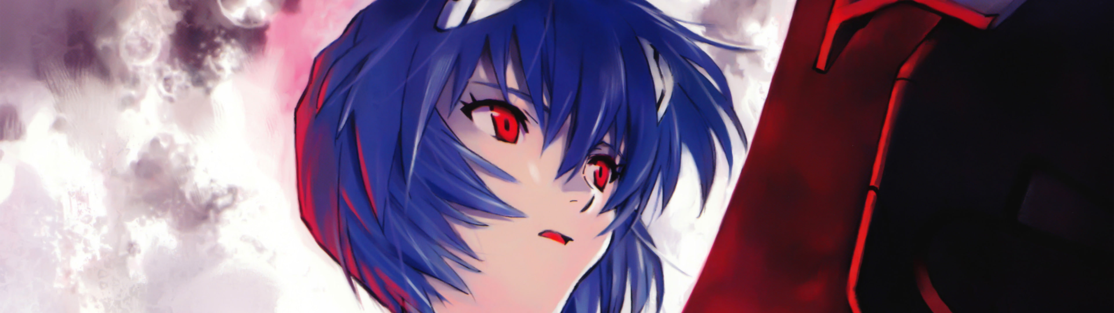 cloud - sky, panoramic, red, blue, wind, outdoors, environment, flag, white color, ayanami rei neon genesis evangelion moon face anime girls sitting red eyes blue hair plugsuit, HD Wallpaper