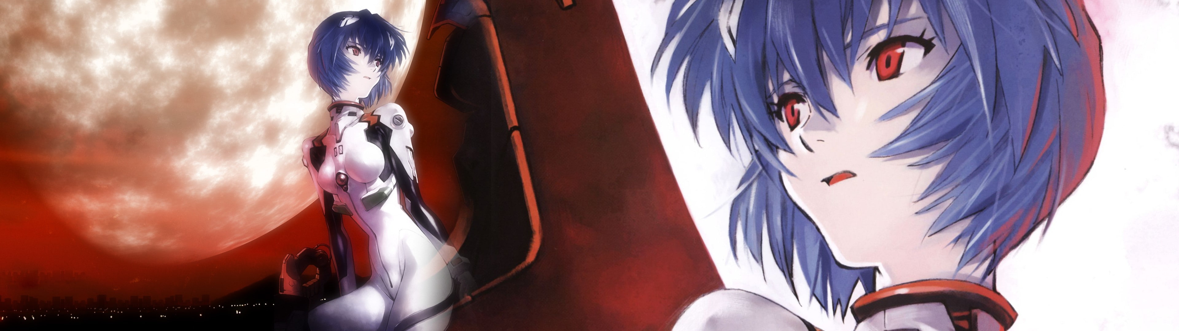 nature, low section, human body part, sport, transportation, day, blue, ayanami rei neon genesis evangelion moon face anime girls sitting red eyes blue hair plugsuit, HD Wallpaper