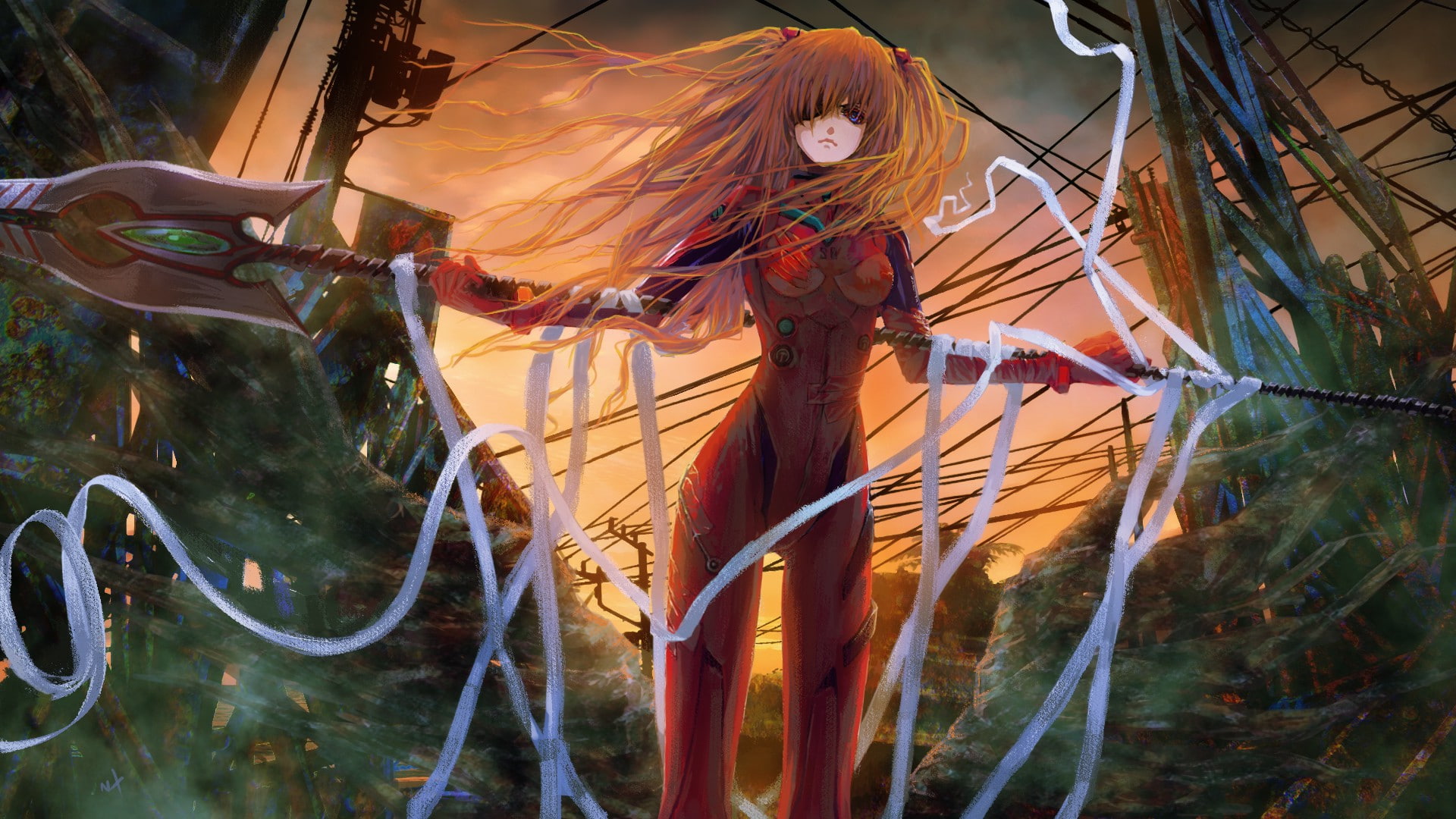 one person, holding, sunlight, leisure activity, lifestyles, architecture, close-up, plant, Plugsuit, Anime Girls, art and craft, nature, women, animal wildlife, HD Wallpaper