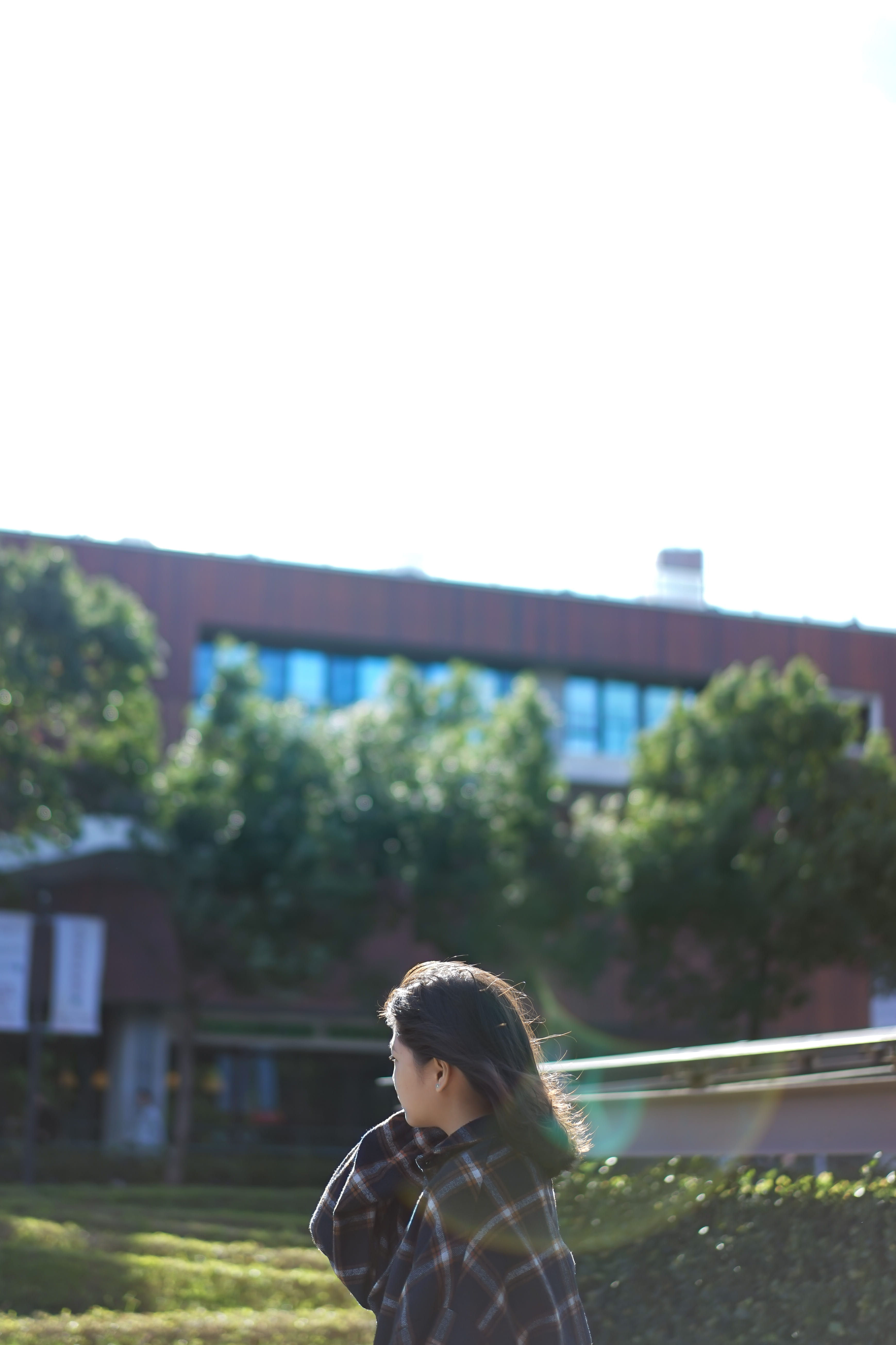 women, long sleeve, banister, overcoat, person, chung yuan christian university, sky, building exterior, 5K, female, looking, sleeve, architecture, leisure activity, Phone HD Wallpaper
