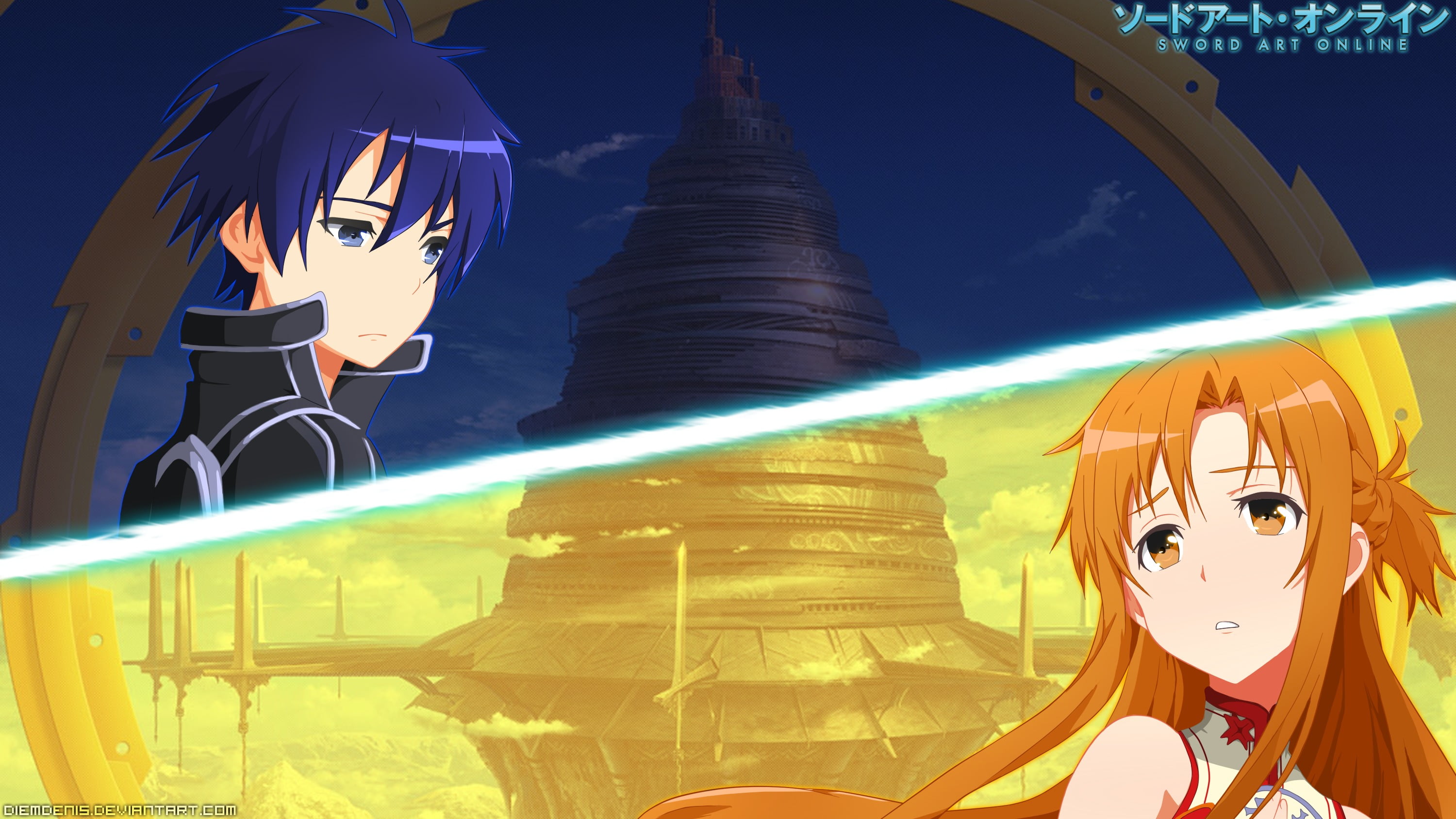 religion, nature, illuminated, music, Yuuki Asuna, art and craft, amusement park, architecture, arts culture and entertainment, Sword Art Online, Kirigaya Kazuto, HD Wallpaper
