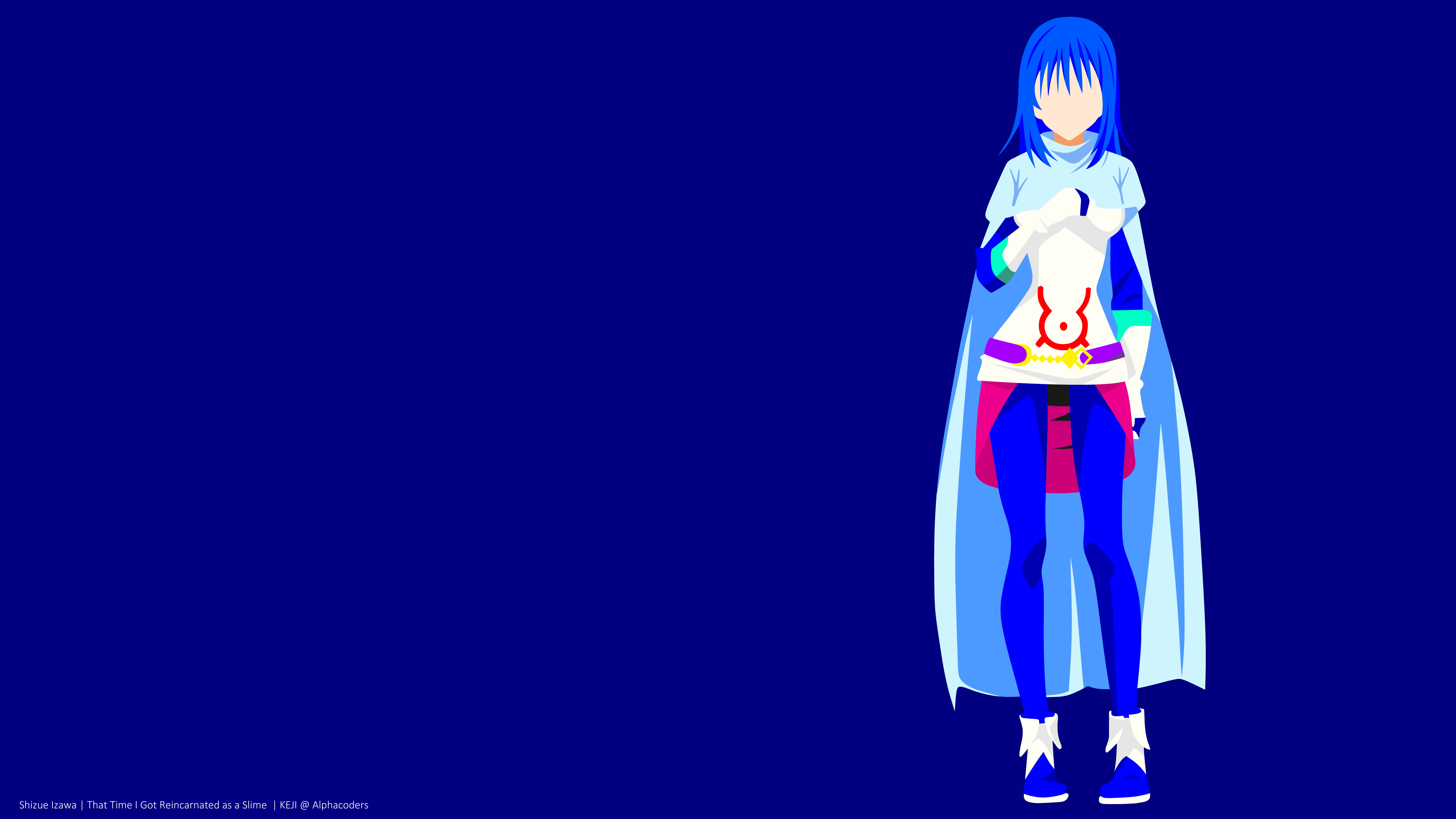 Girl, Minimalist, Shizue Izawa, 8K, That Time I Got Reincarnated as a Slime, Anime, Blue Hair, HD Wallpaper