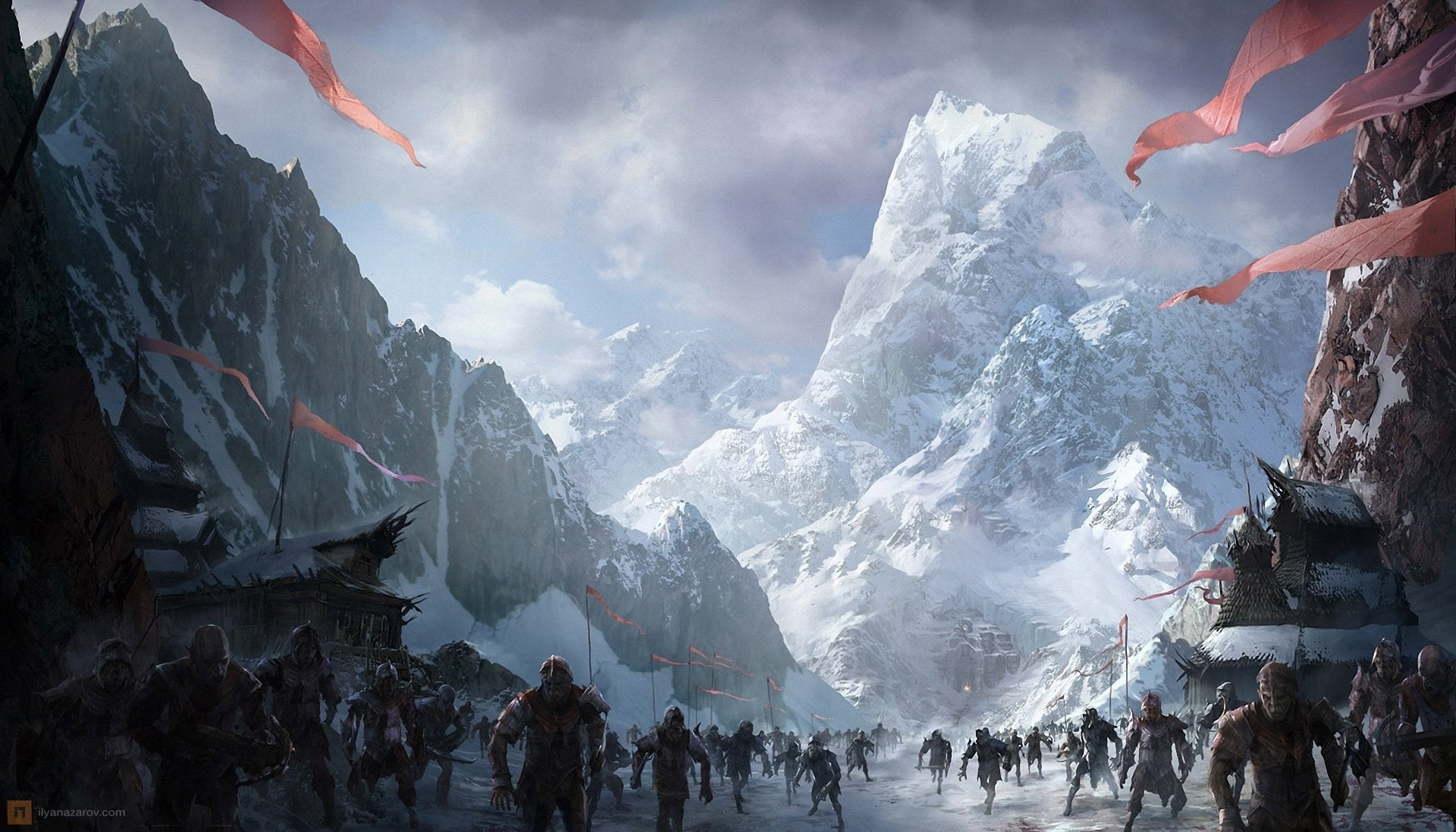 painting, Orc, monster, 1080P, warrior, artwork, Kotr, mountains, lord, rings, HD Wallpaper
