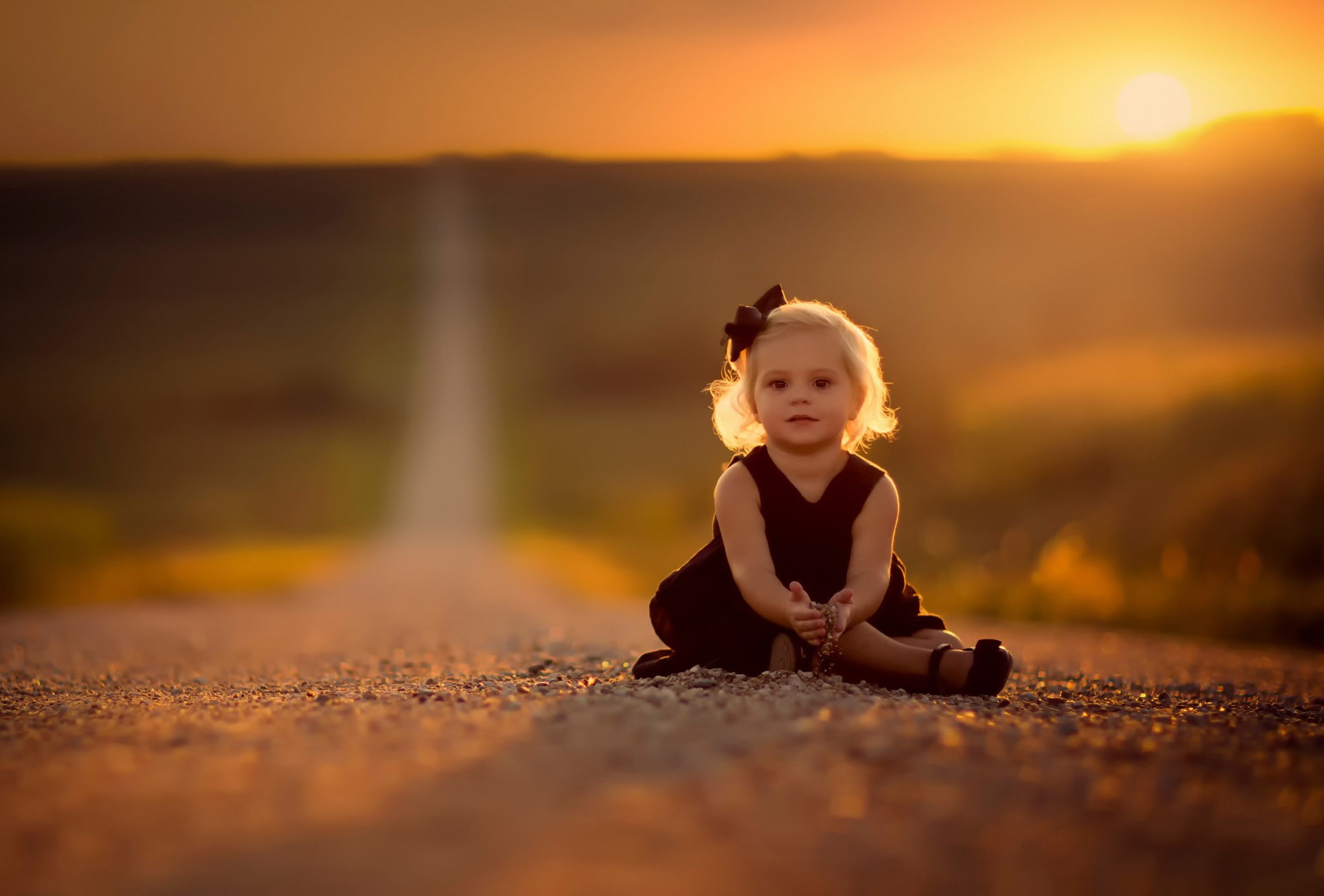 road, girl, small, best, 1080P, dress, space, HD Wallpaper