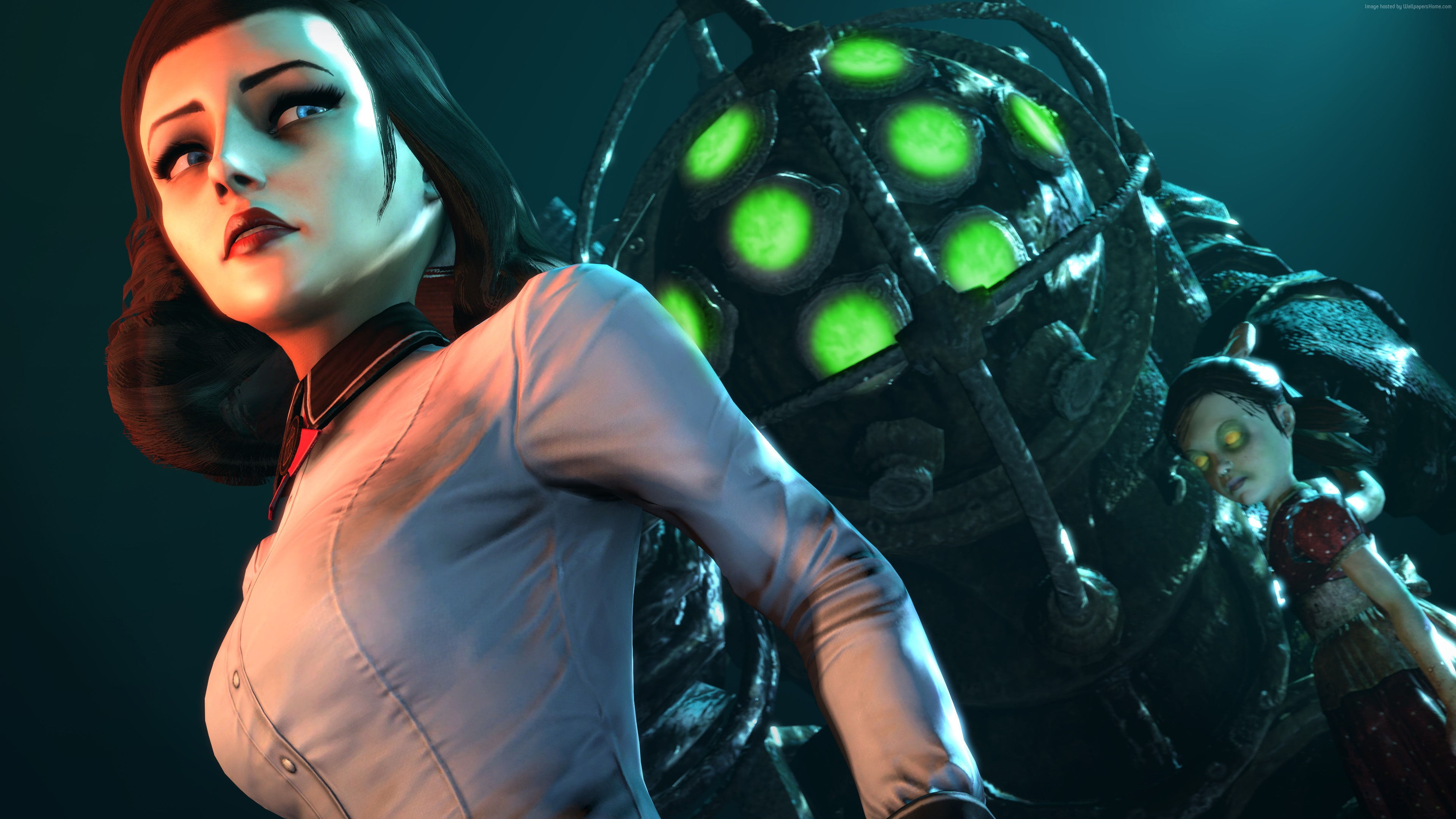 daddy, BioShock: The Collection, 4K, best games, girl, HD Wallpaper