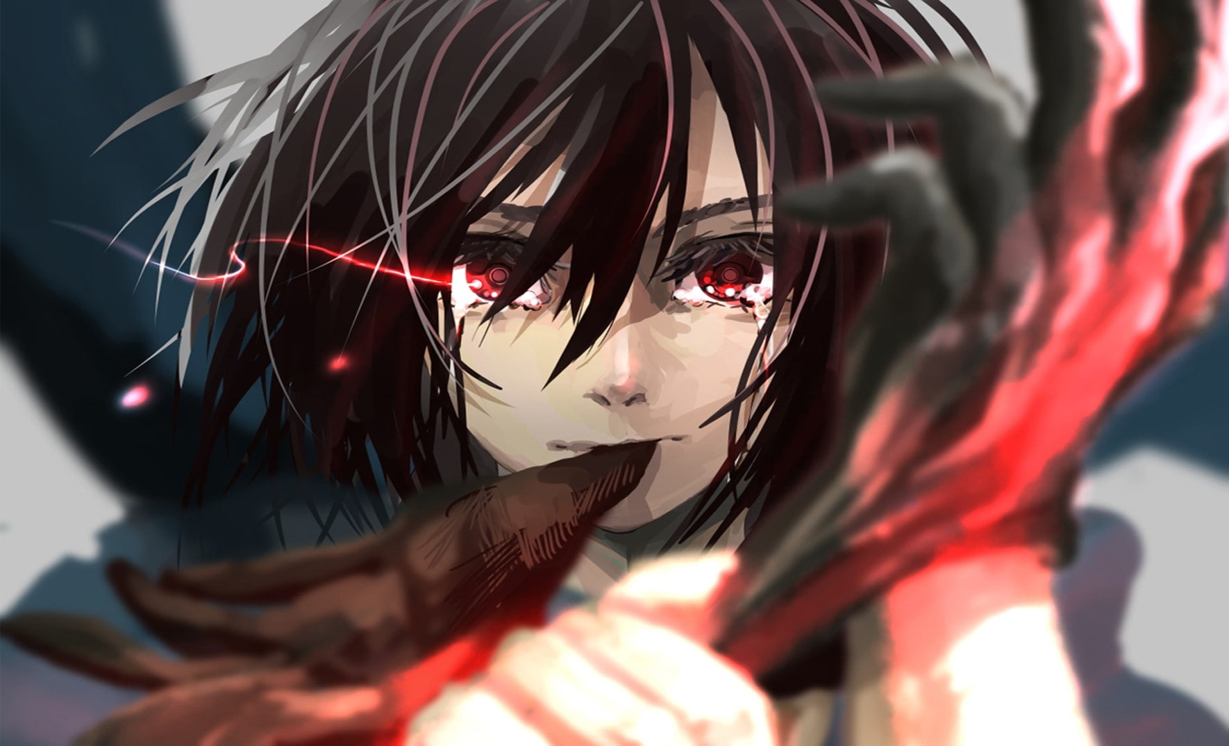 anime girls, red eyes, Mikasa Ackerman, Shingeki no Kyojin, anime, 720P, HD Wallpaper