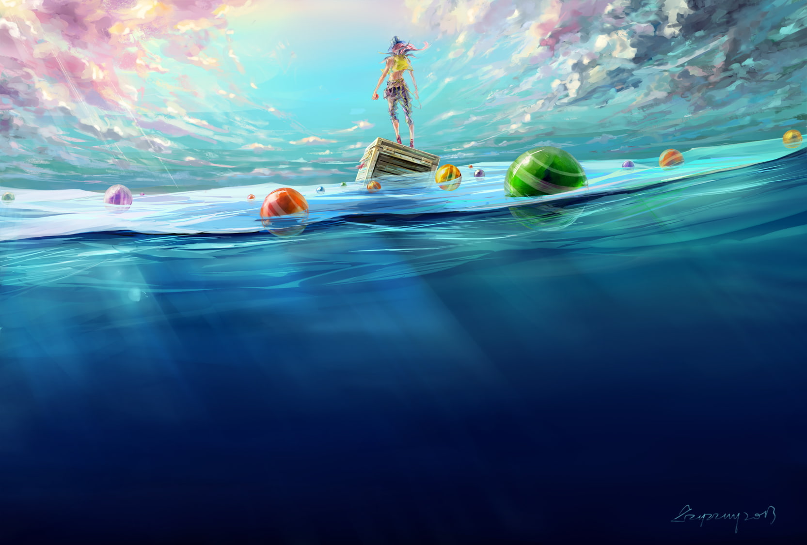 sky, 720P, water, original, clouds, zzyzzyy, HD Wallpaper