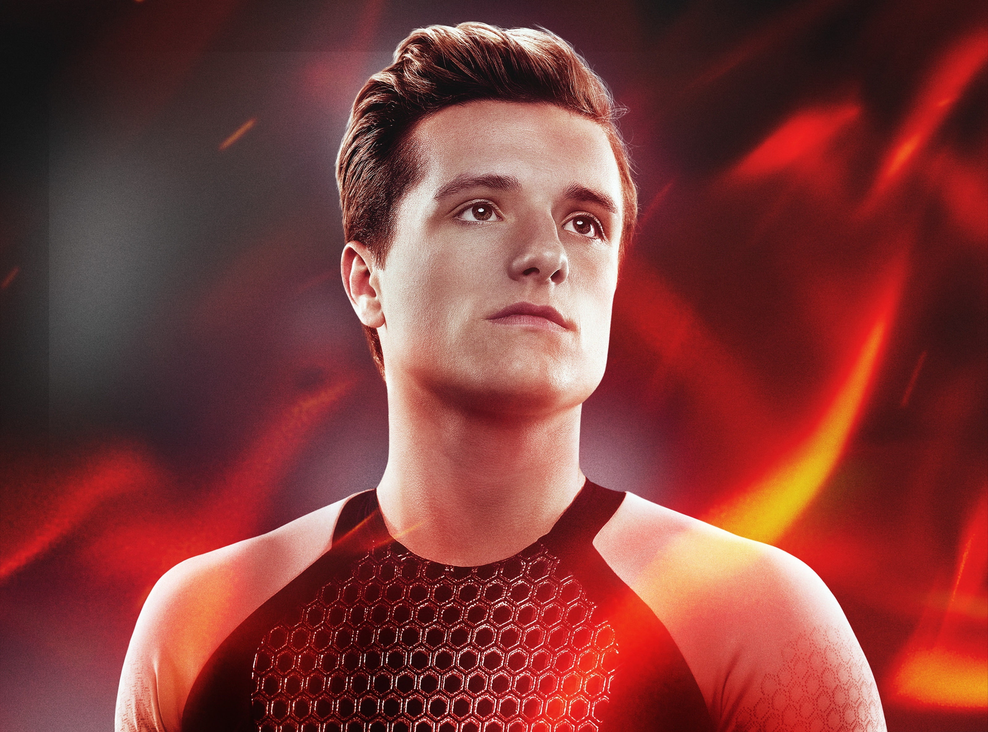 indoors, beautiful people, Catching Fire, portrait, catching, young men, adult, the hunger games, teenager, red, young adult, arts culture and entertainment, HD Wallpaper
