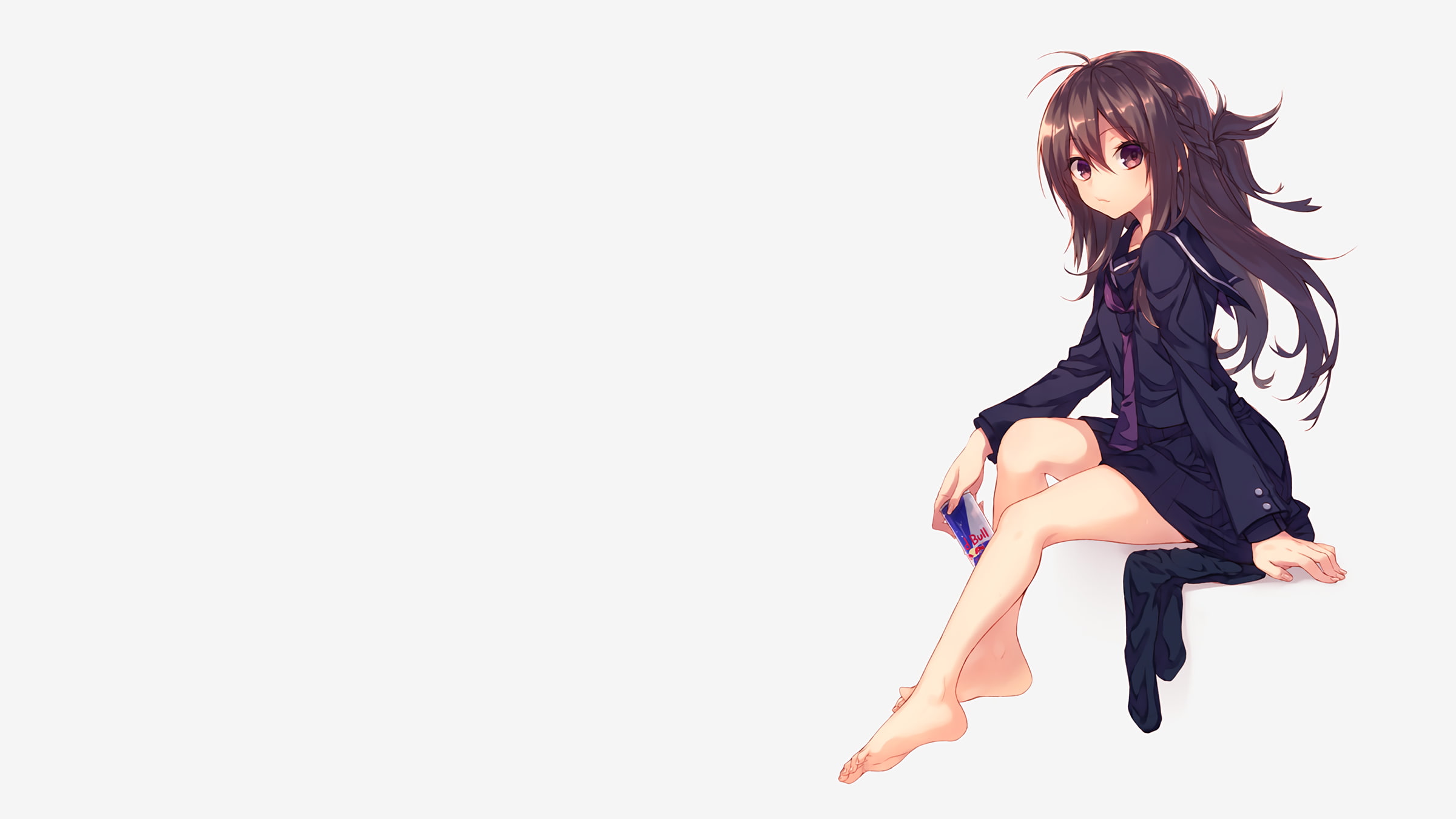 1080P, dark hair, long hair, anime girls, school uniform, HD Wallpaper