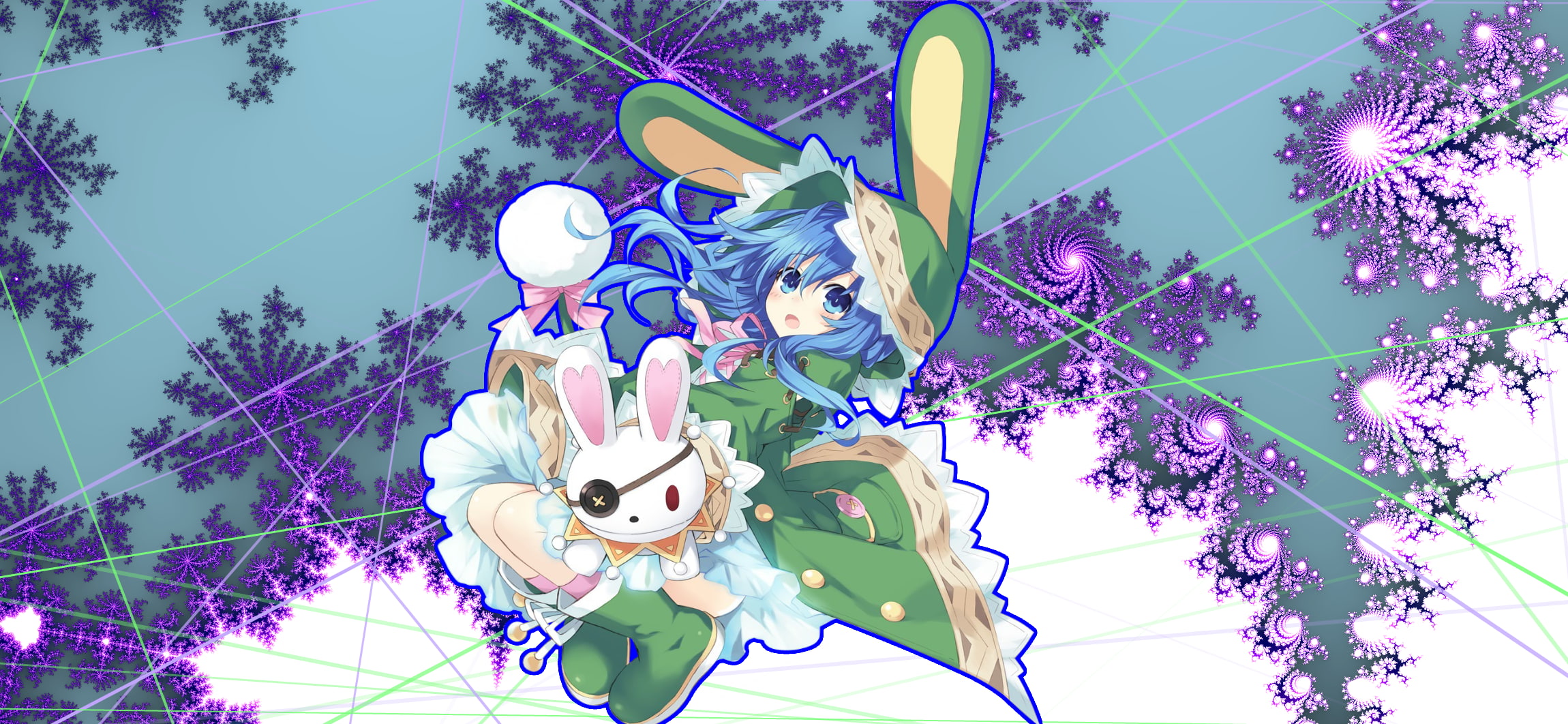 blue hair, celebration, tree, fragility, art and craft, loli, yoshino, freshness, low angle view, decoration, 1080P, built structure, Anime, day, plant, HD Wallpaper