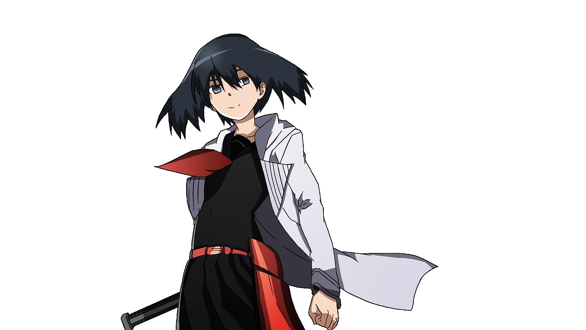 1080P, mask, haired, black color, white background, young adult, adult, one person, male, nature, anime, copy space, Kurome, obscured face, three quarter length, HD Wallpaper