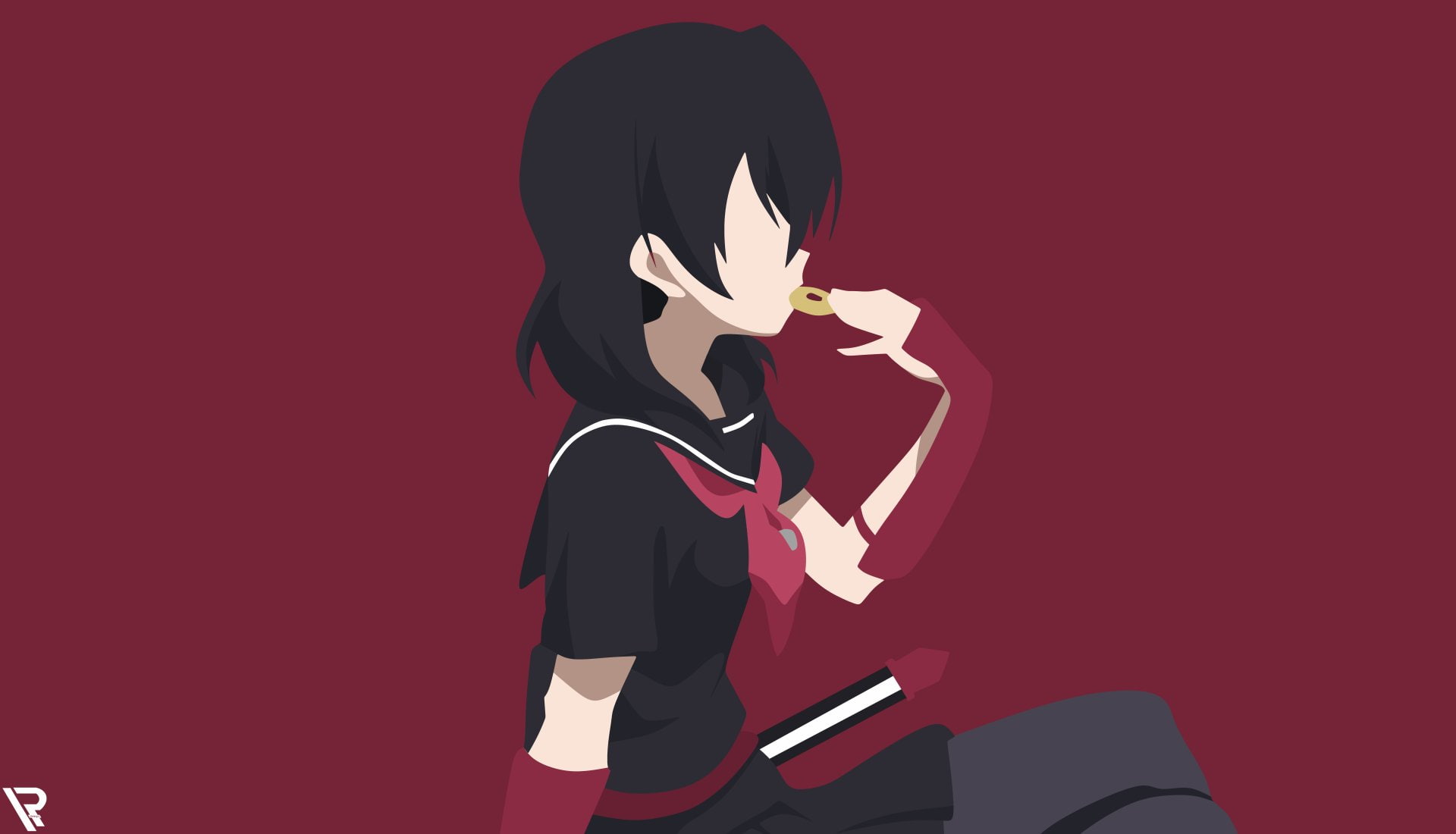 light - natural phenomenon, Anime, pink color, Eating, one person, Food, bow (Clothing), silhouette, Glove, Akame ga Kill!, creativity, nature, Pantyhose, HD Wallpaper