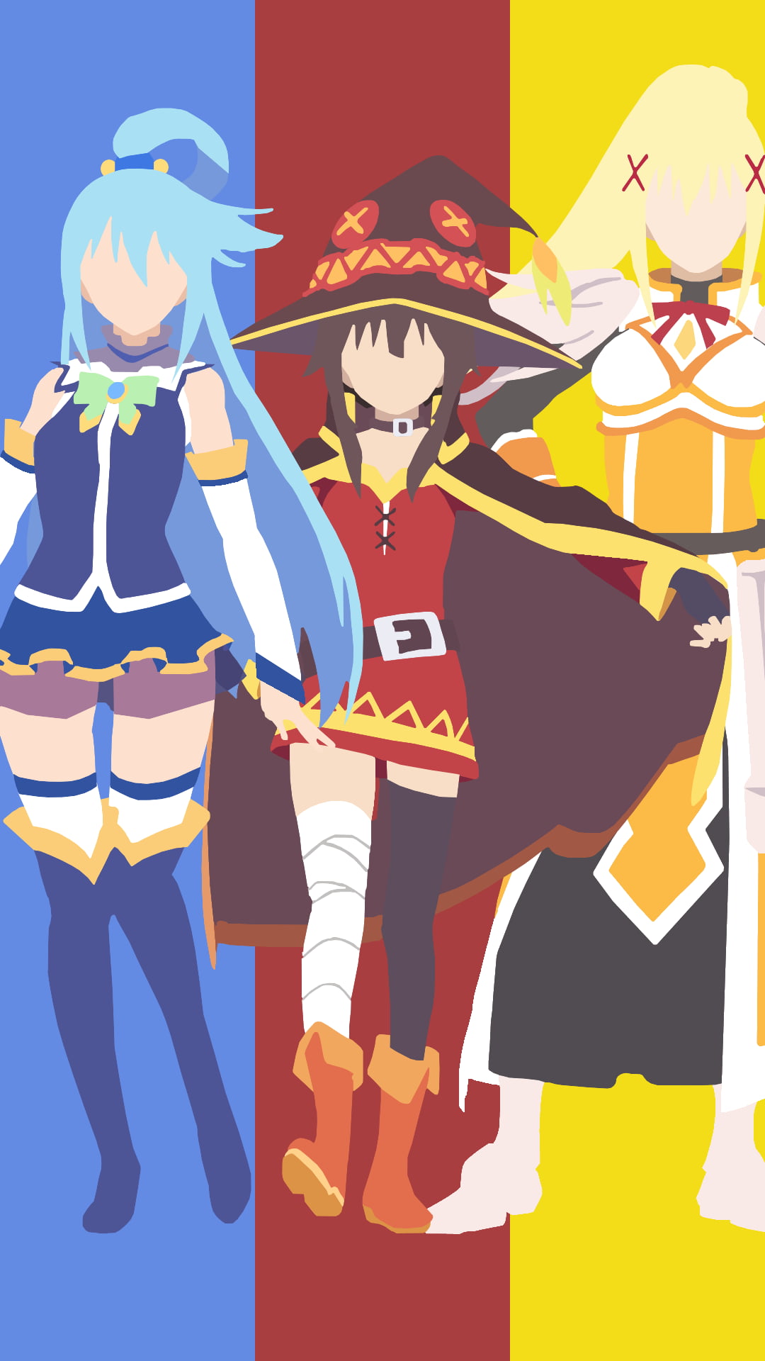 Darkness (KonoSuba), Kono Subarashii Sekai ni Shukufuku wo!, 1080P, anime girls, Megumin, Aqua (KonoSuba), Phone HD Wallpaper