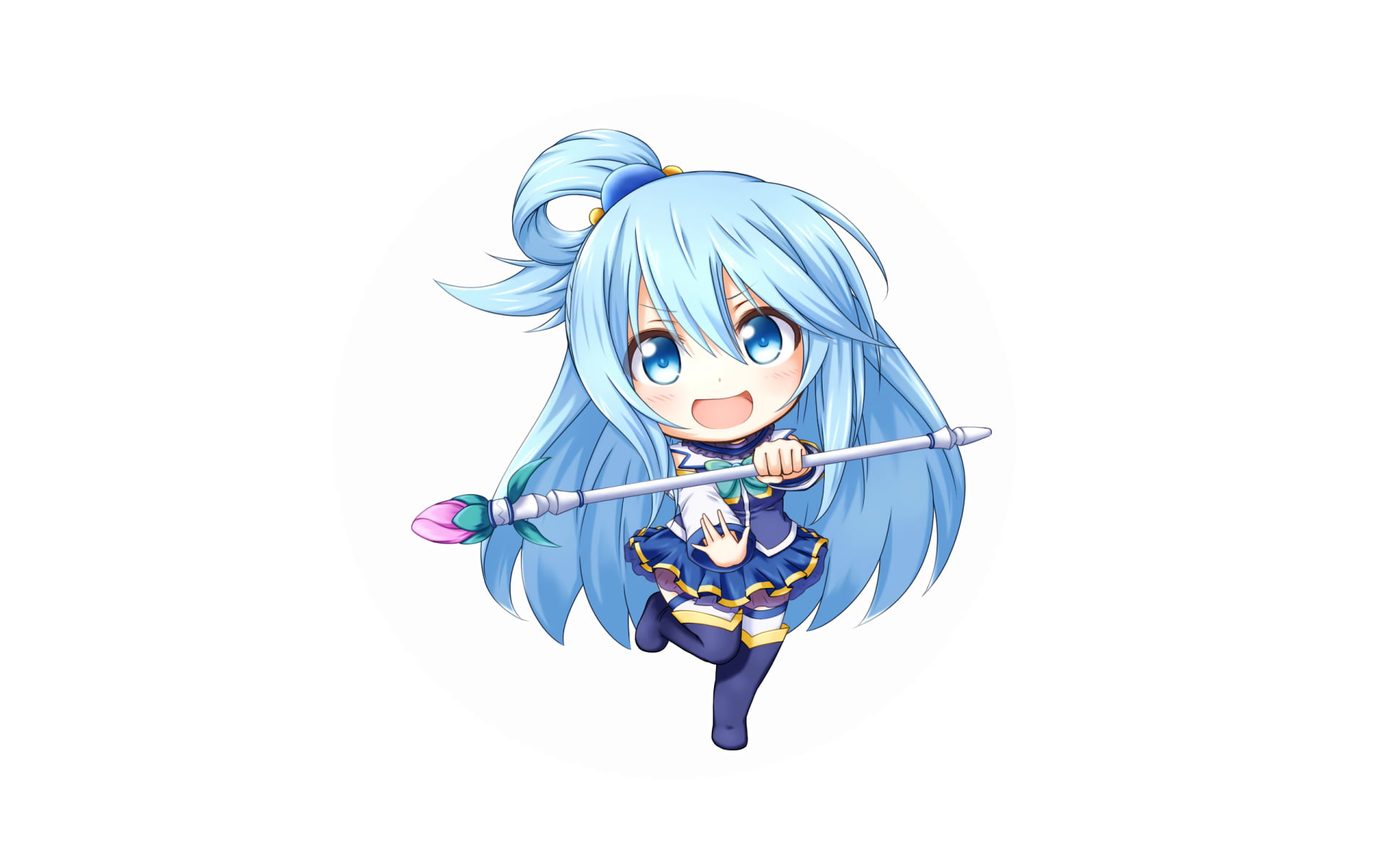 creativity, white background, studio shot, copy space, emotion, KonoSuba, young adult, blue, Aqua (KonoSuba), indoors, women, Anime, one person, representation, HD Wallpaper