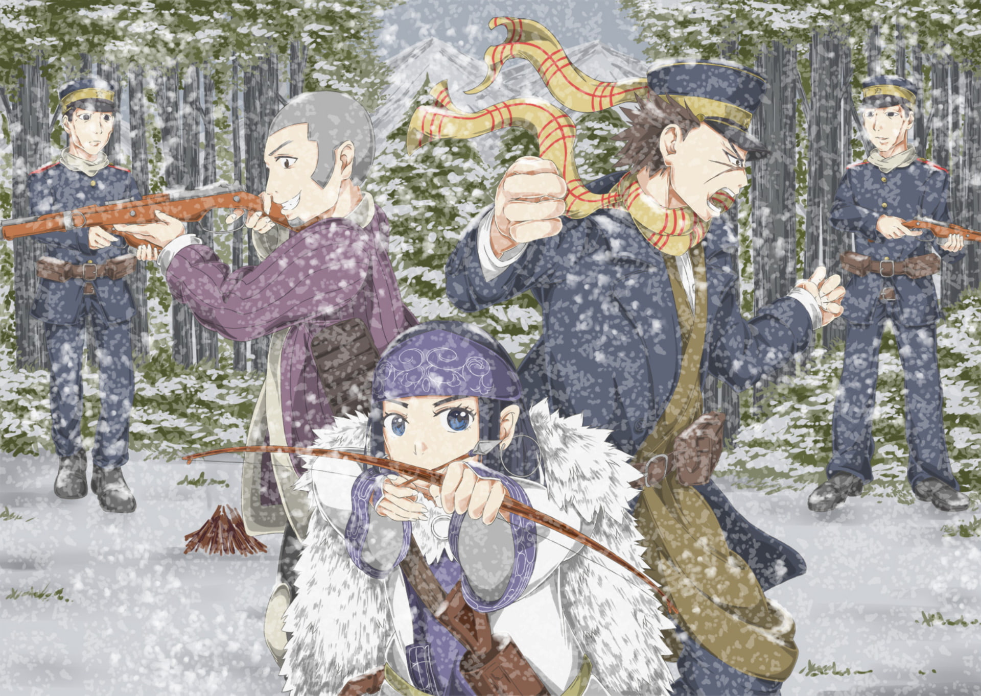 1080P, Sugimoto Saichi, Golden Kamuy, Asirpa (Golden Kamuy), Anime, HD Wallpaper