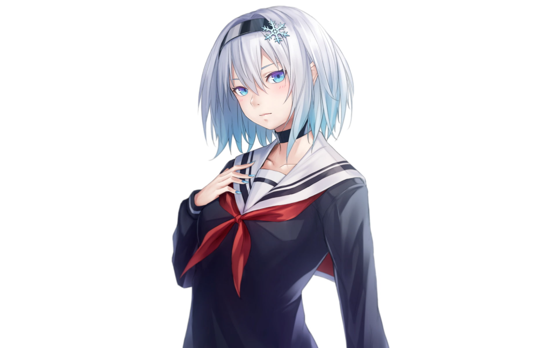 white background, 1080P, standing, leisure activity, hairstyle, Ginko Sora, lifestyles, Anime, beautiful woman, indoors, clothing, studio shot, one person, HD Wallpaper