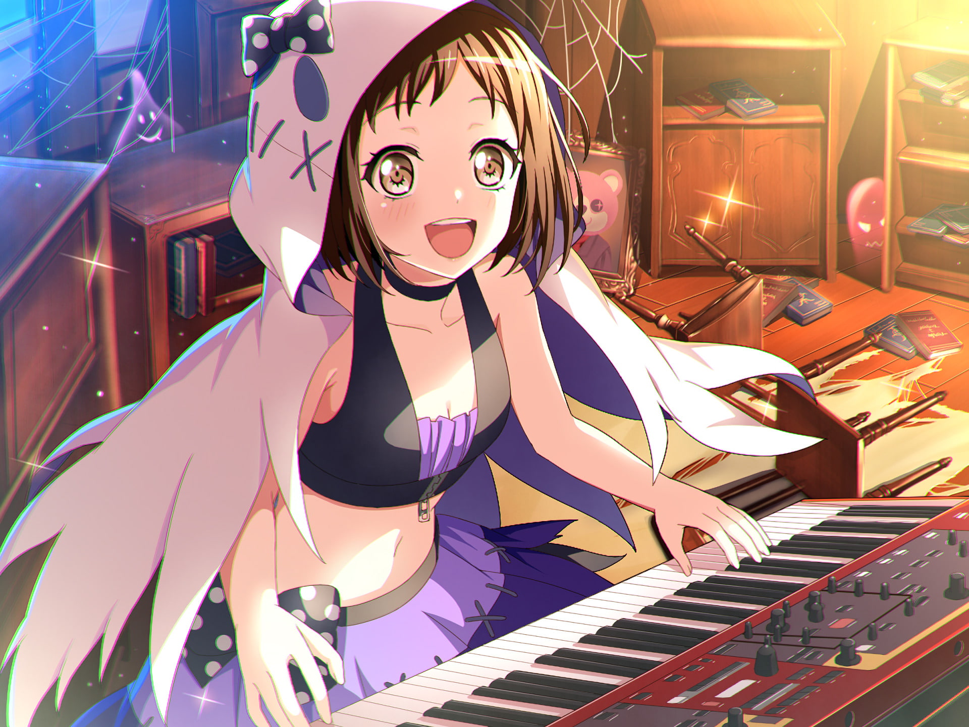 musical instrument, Tsugumi Hazawa, adult, clothing, artist, creativity, Anime, front view, piano, lifestyles, lighting equipment, arts culture and entertainment, HD Wallpaper