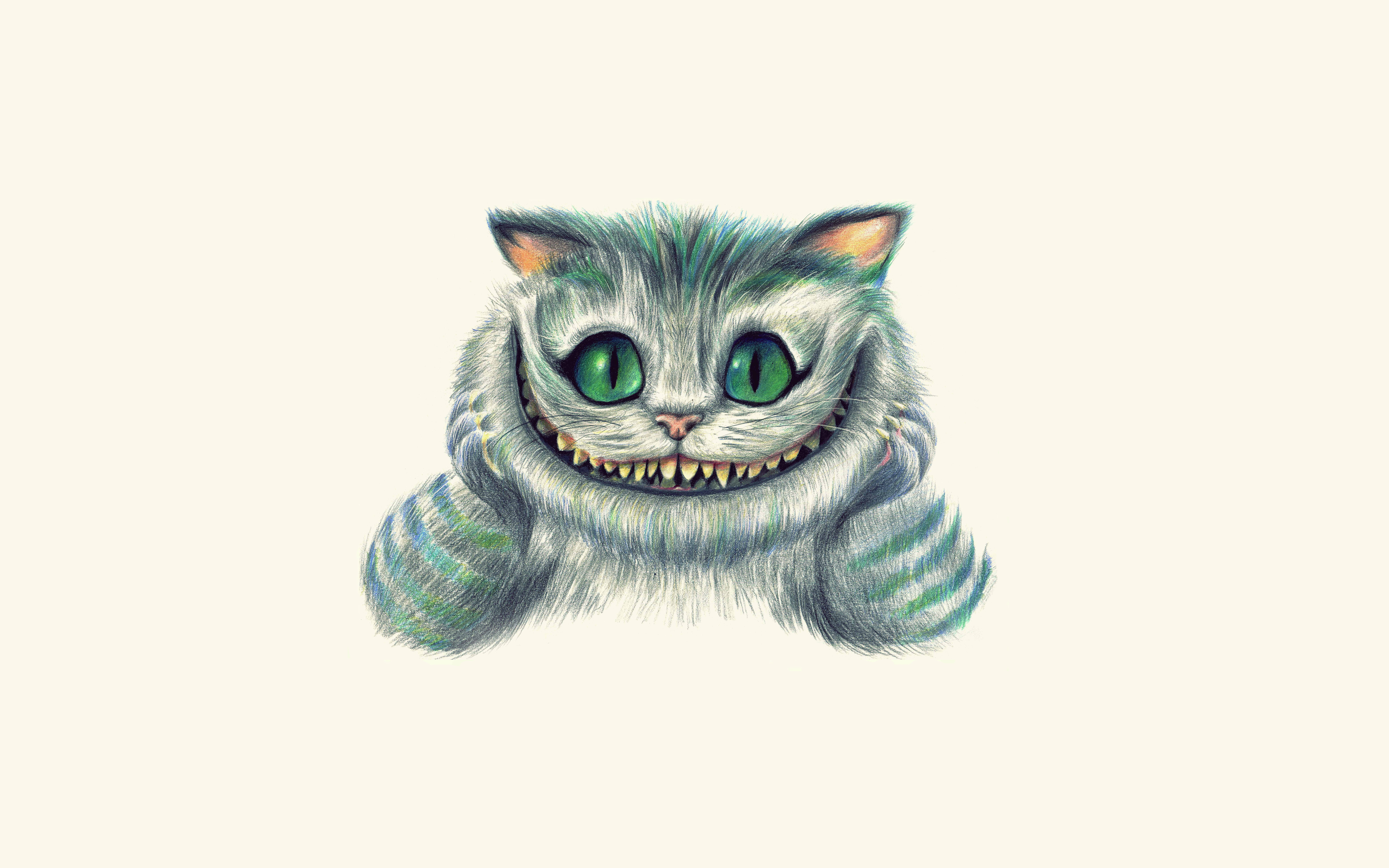 looking, illustration, animal, Cheshire Cat, animal Eye, Alice in Wonderland, green, portrait, wildlife, domestic Cat, nature, pets, backgrounds, light background, HD Wallpaper