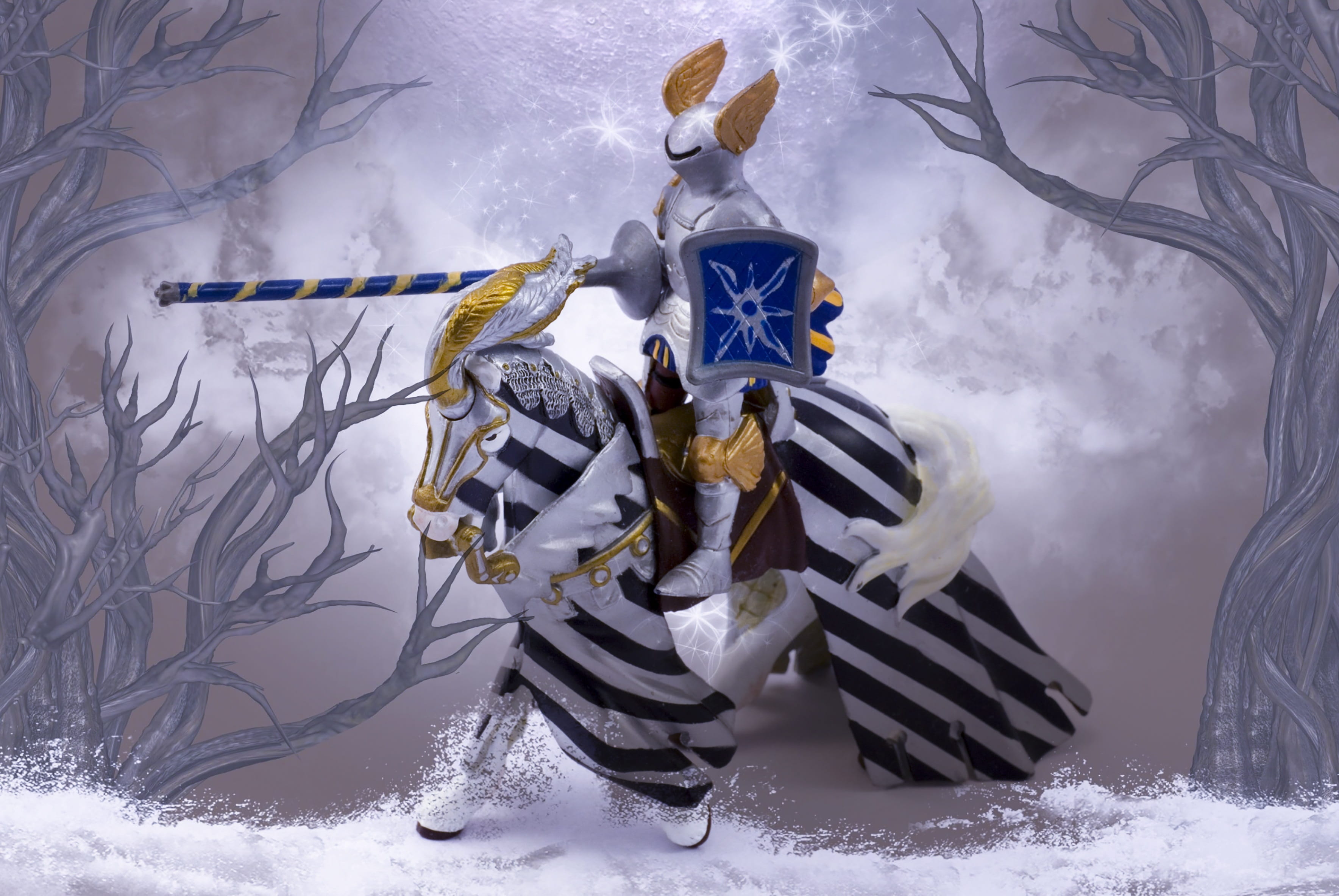 winter, human representation, white color, ancient, horse, weapon, 2K, battle, magic, medieval, figure, creativity, no people, nature, snow, plant, day, HD Wallpaper